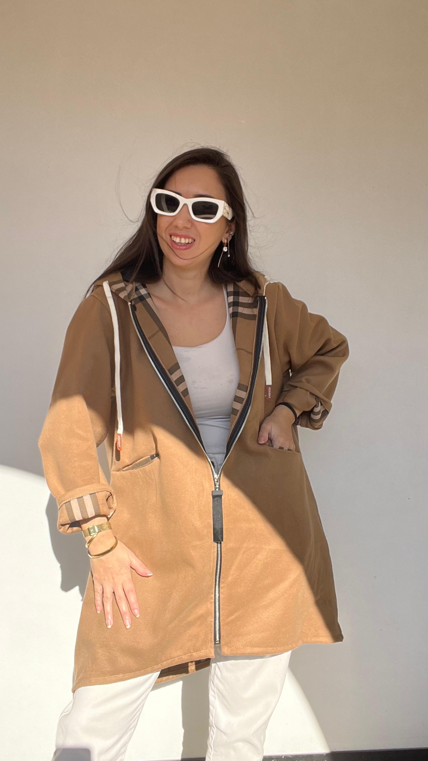 Kaşe Ekoseli Kaban - Vizon