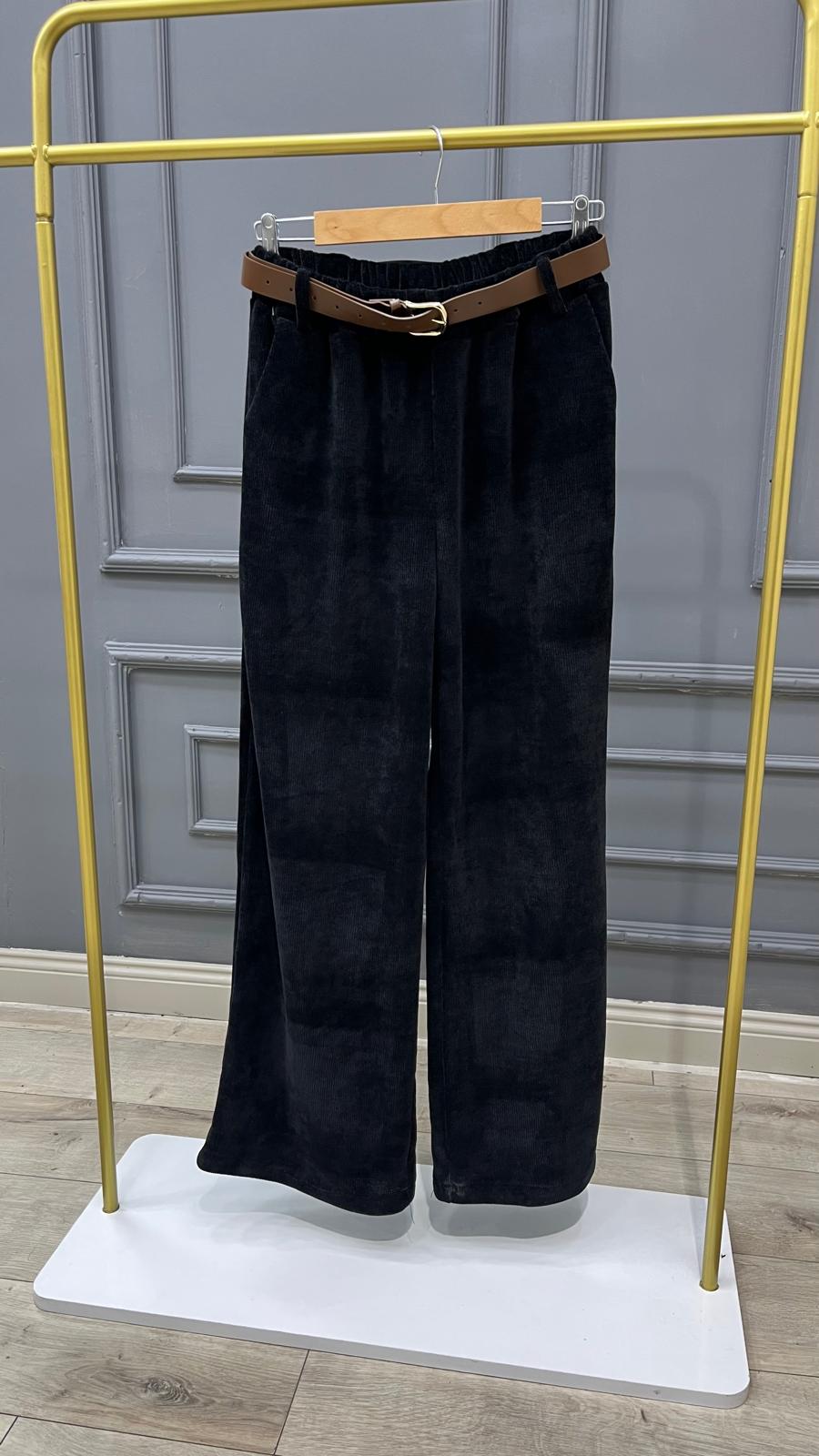 Kadife Palazzo - Siyah