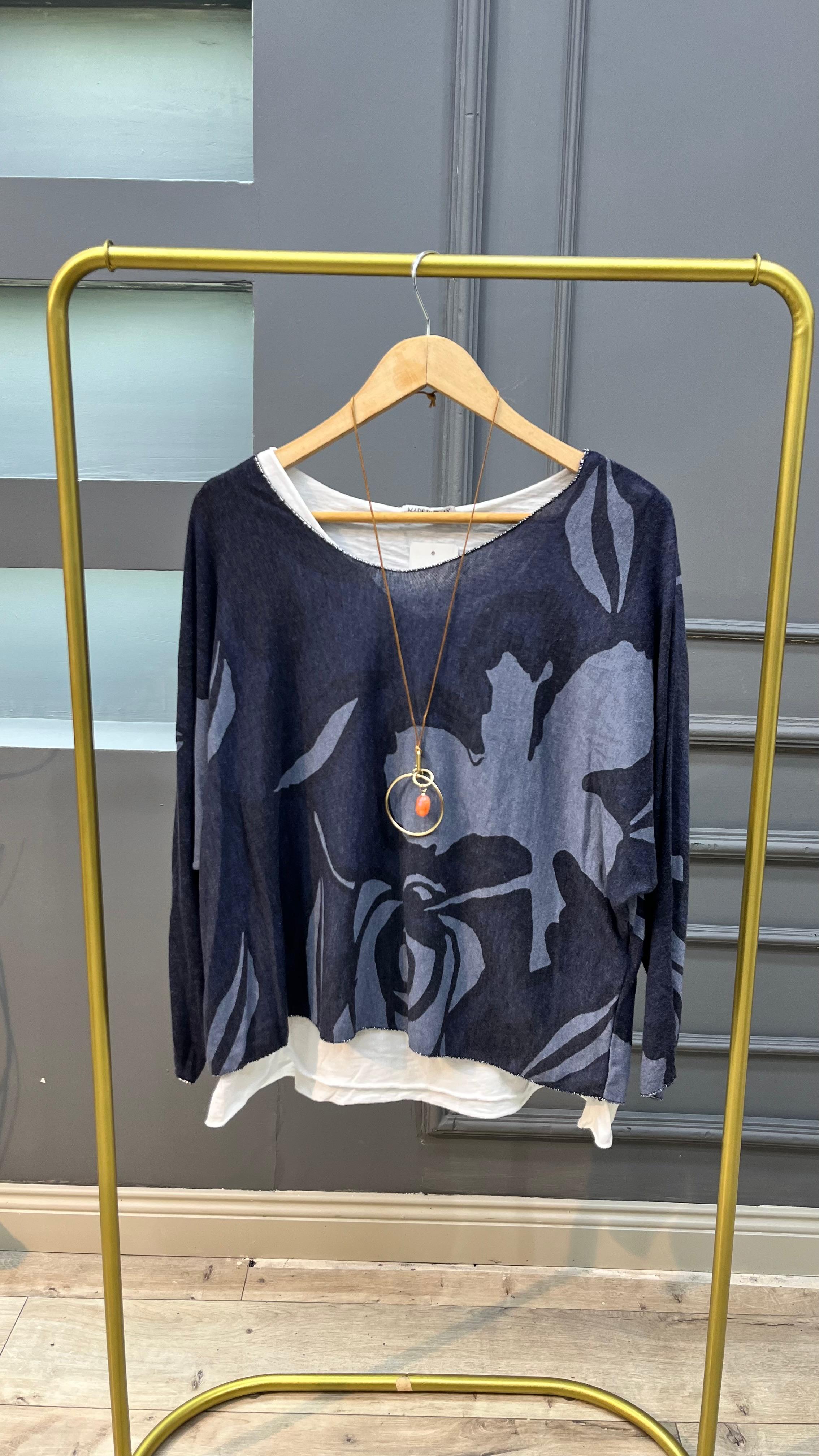 İç Dış İtalyan Takım Bluz - Mavi