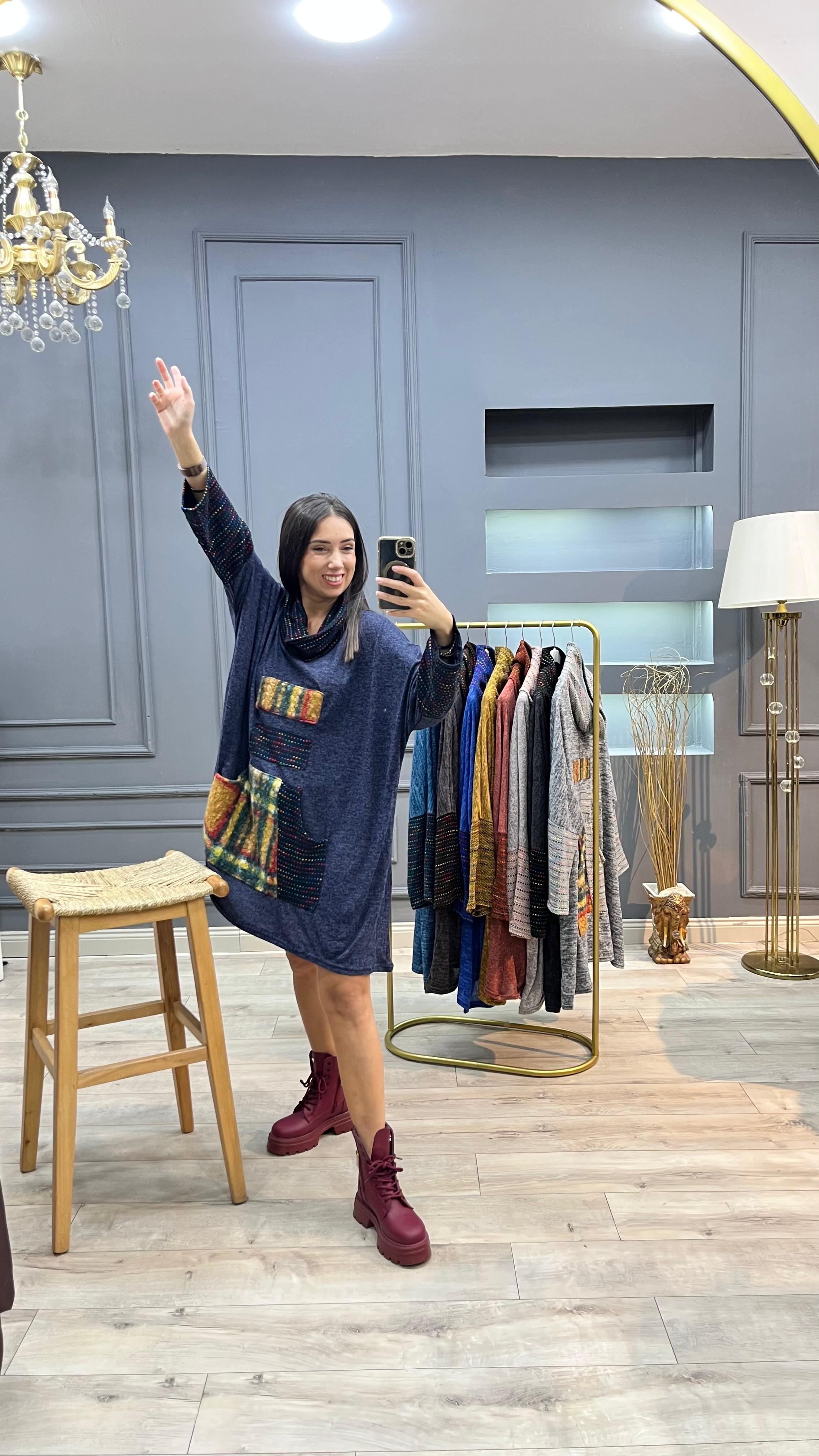 Etnik Elbise Tunik - Lacivert