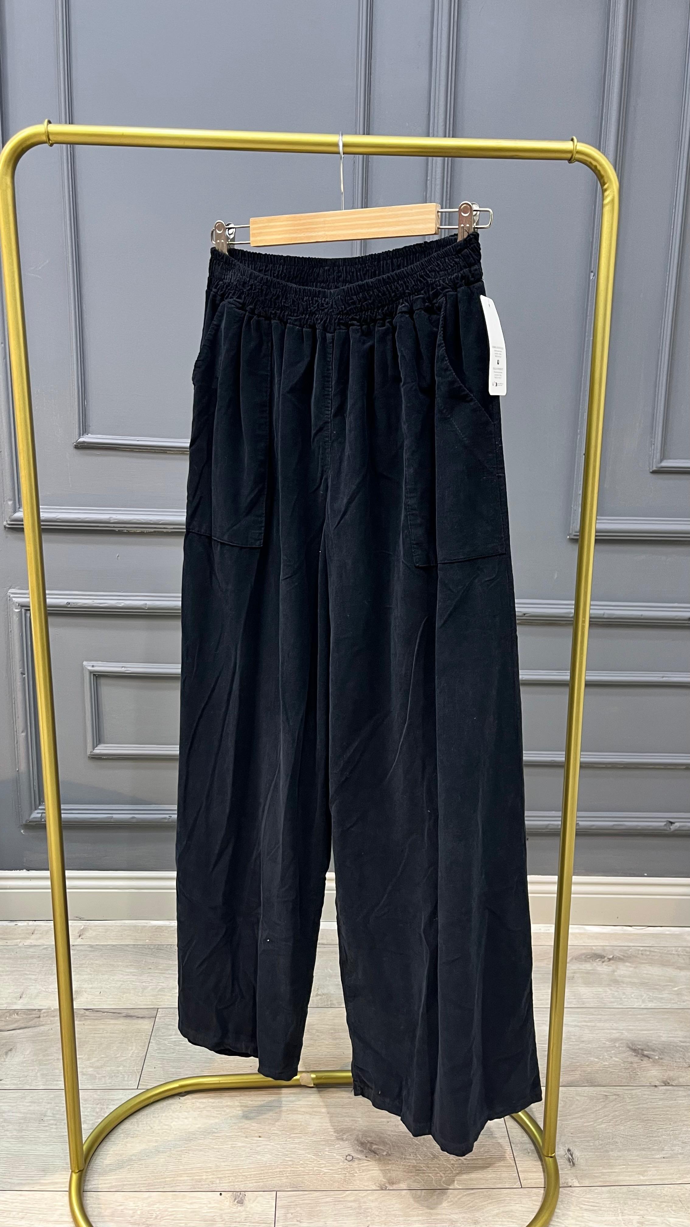 Cepli Kadife Pantolon - Siyah