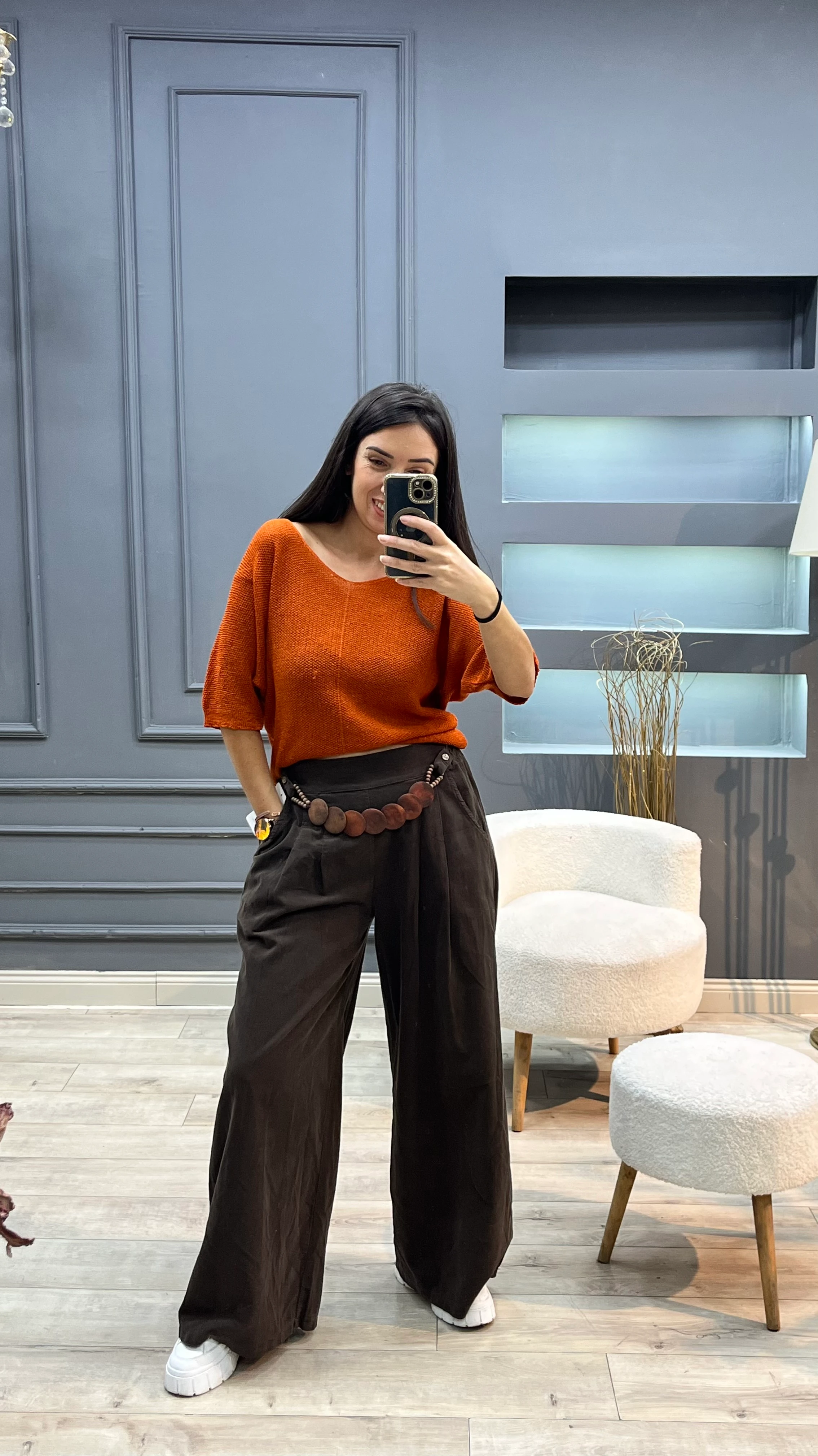 kemerli kadife pantolon 