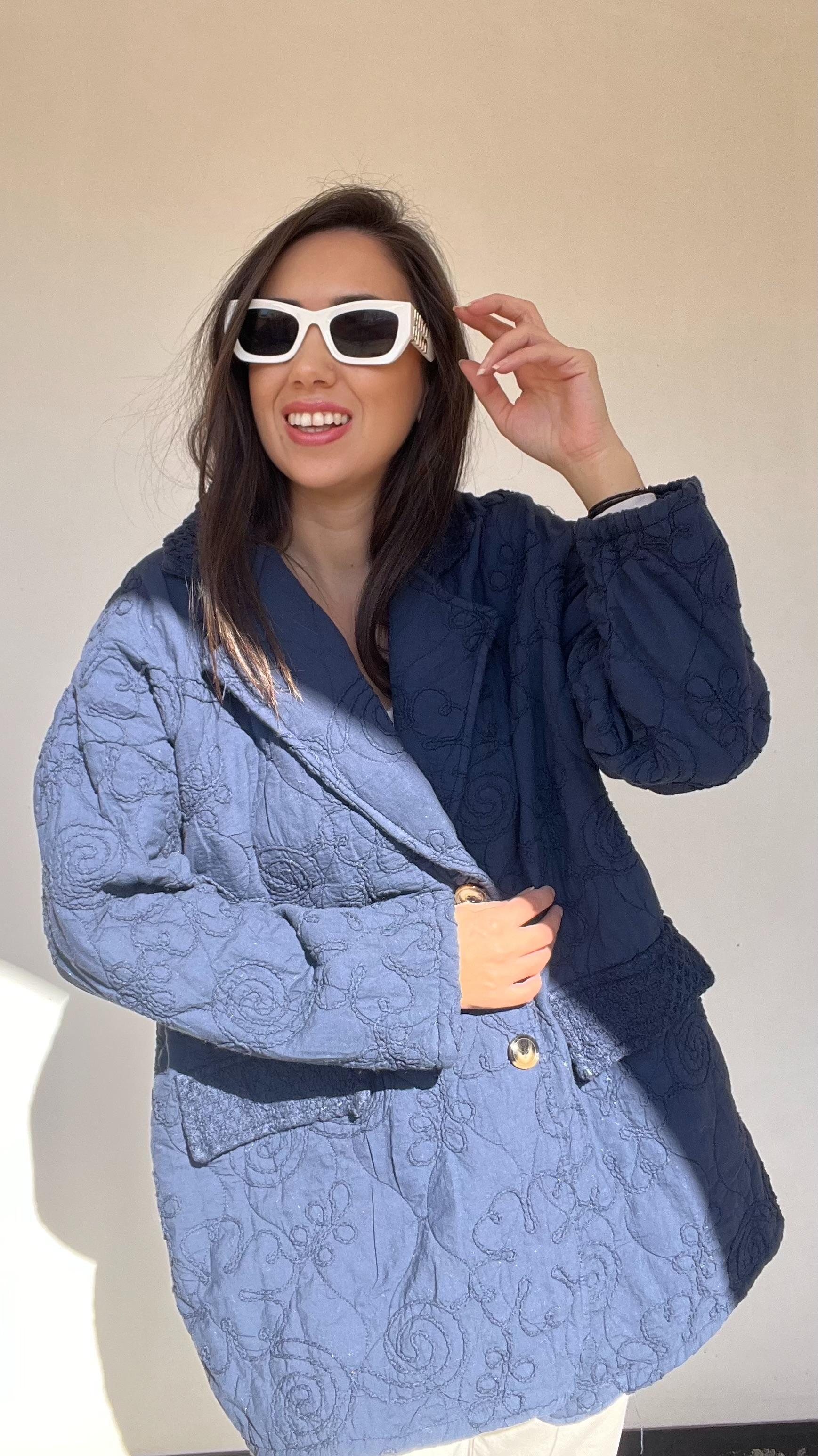 Kapitone Ceket - Lacivert