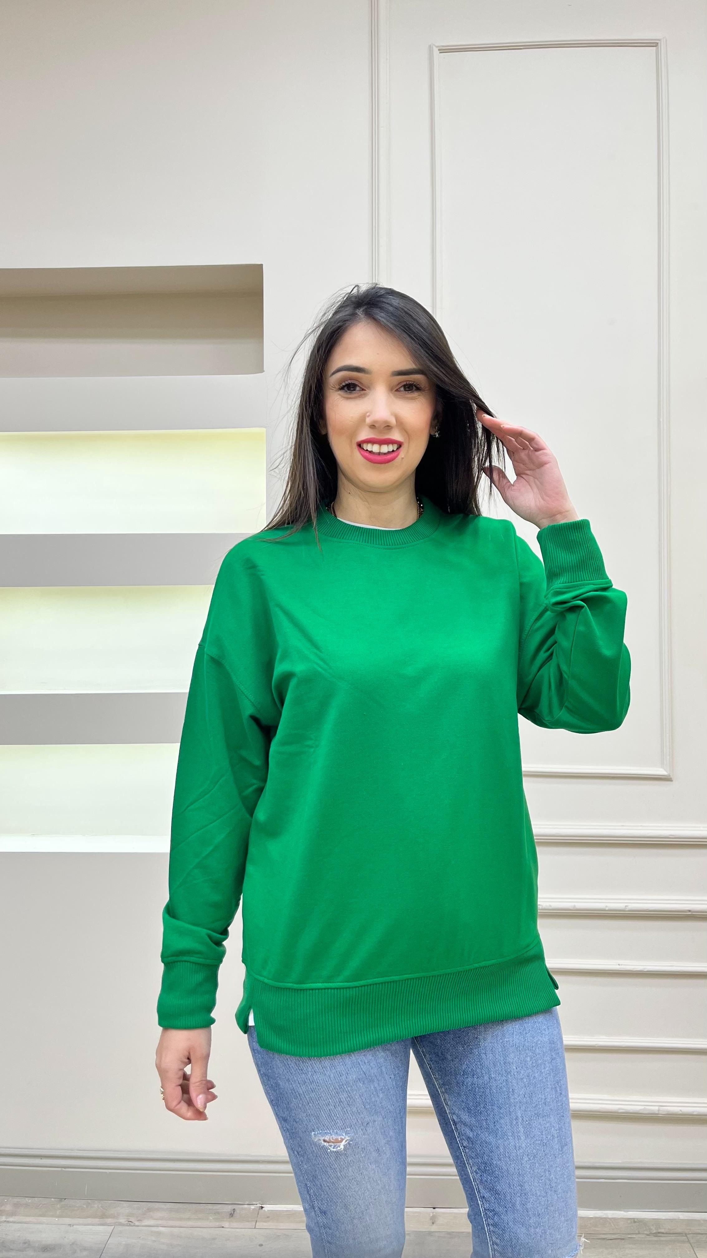 Yırtmaçlı Sweatshirt - Koyu yeşil