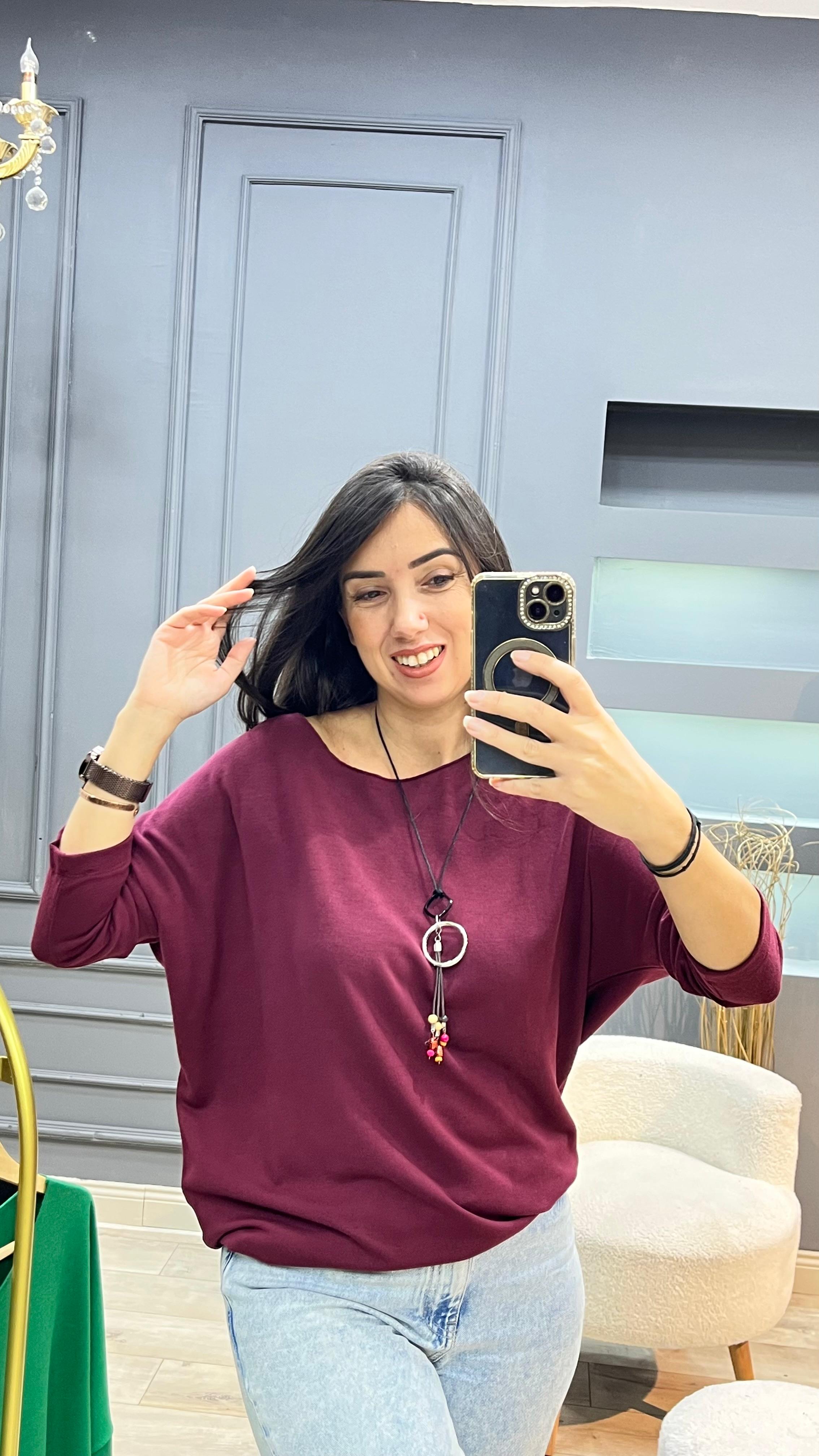 Kolyeli Bluz - Bordo