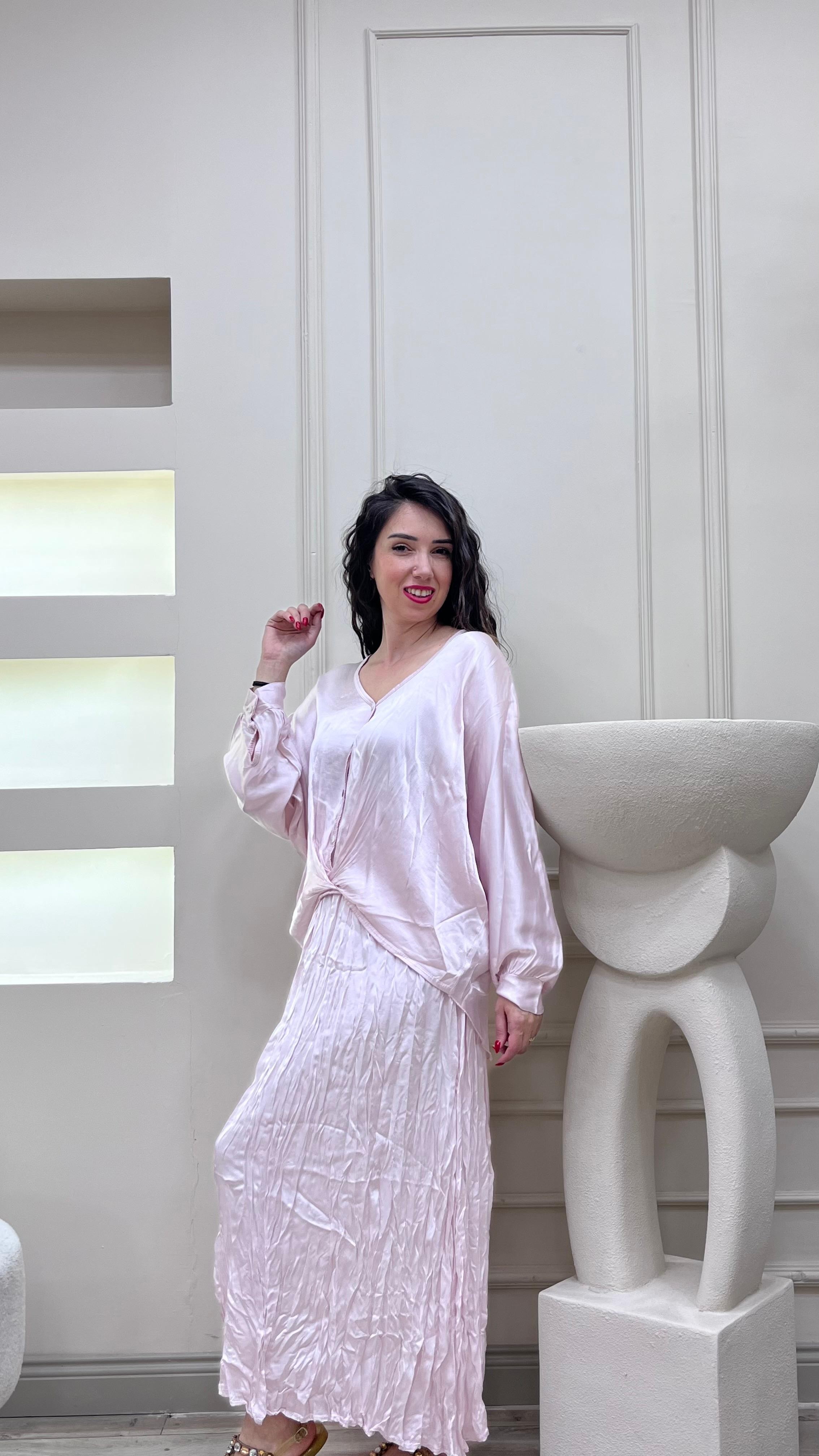 Pamuk Saten Takım - Pembe
