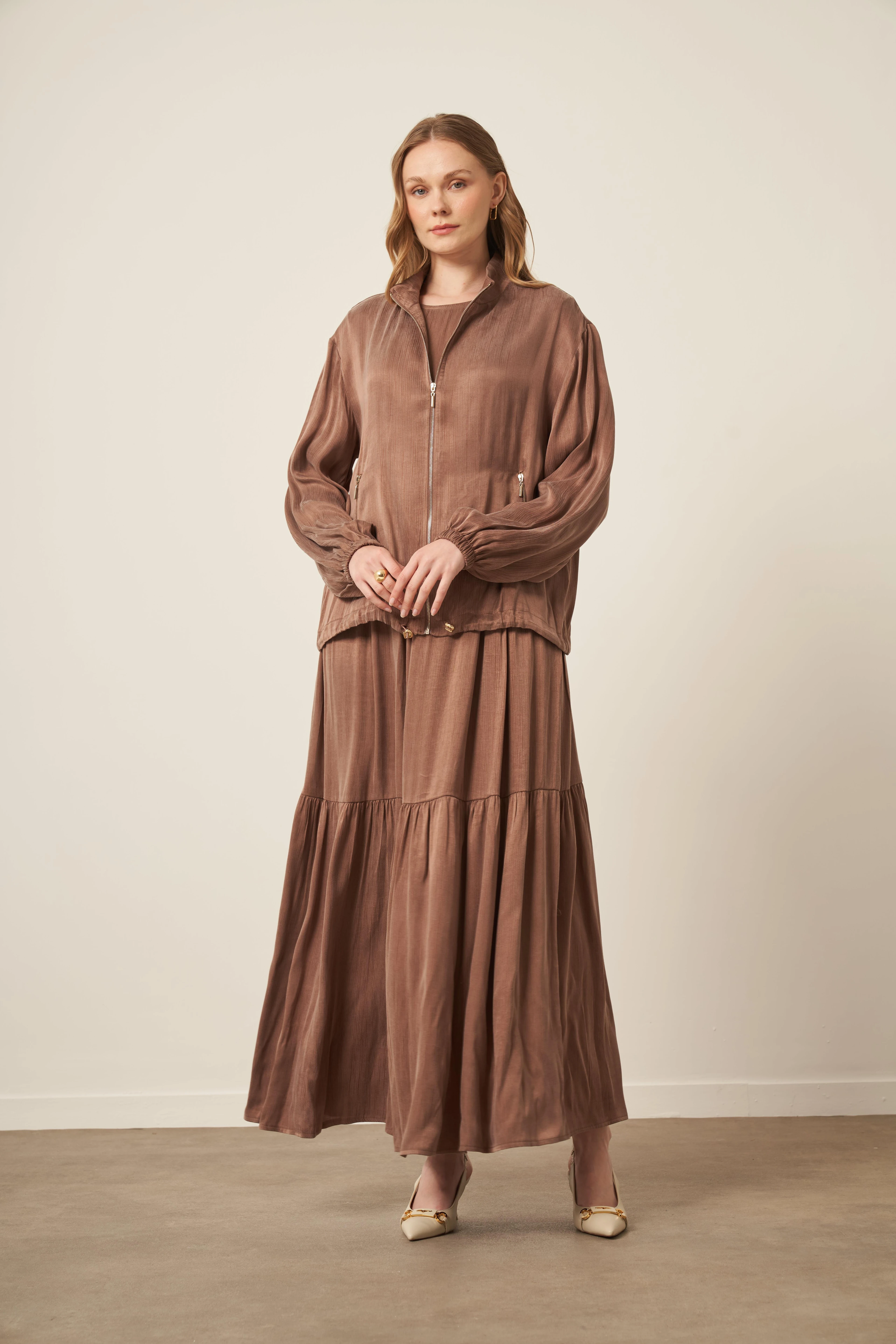 Cupra Elbiseli Takım Kahve