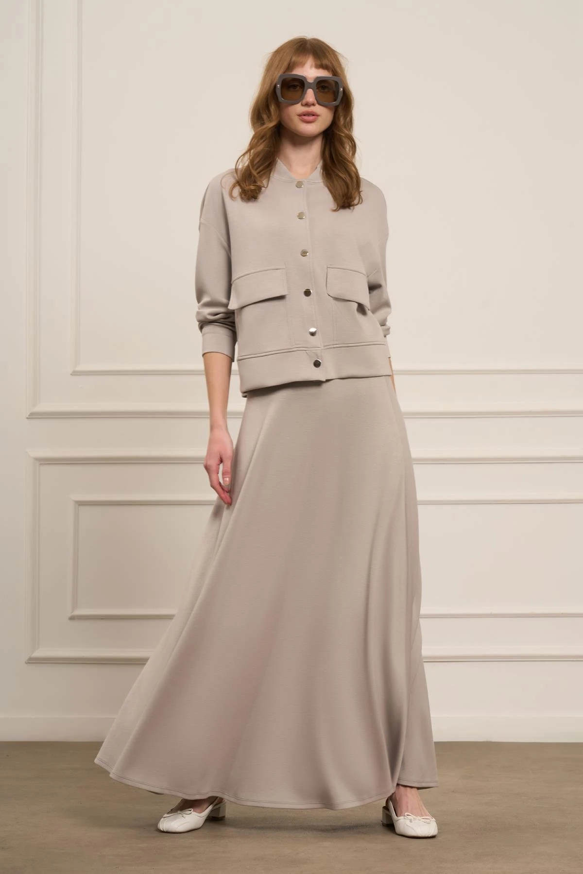 Kadın Etekli Takım Gri