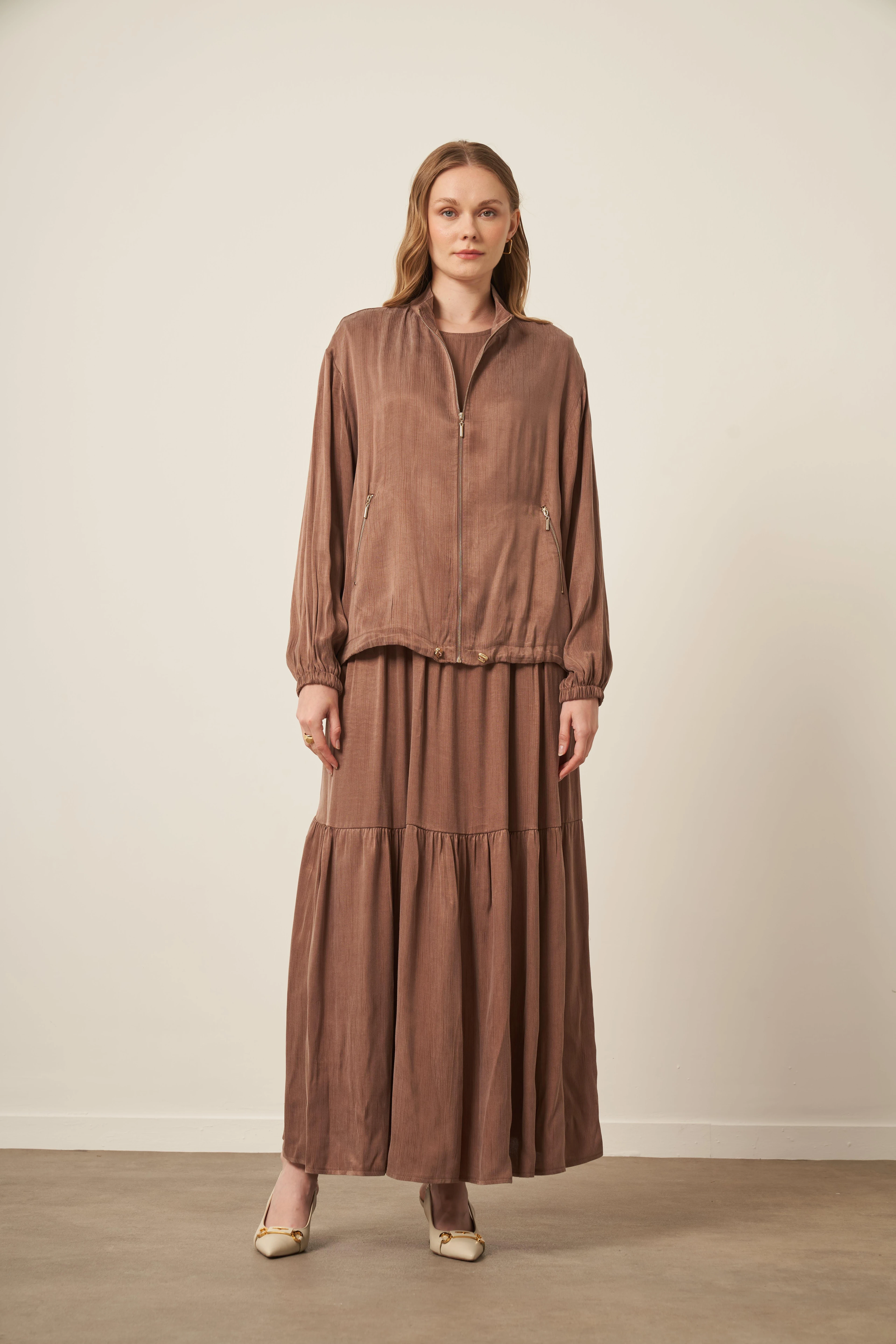 Cupra Elbiseli Takım Kahve