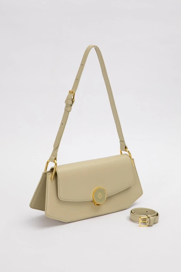 Levid'or Yeşil Oval Gold Aksesuarlı Omuz Çantası