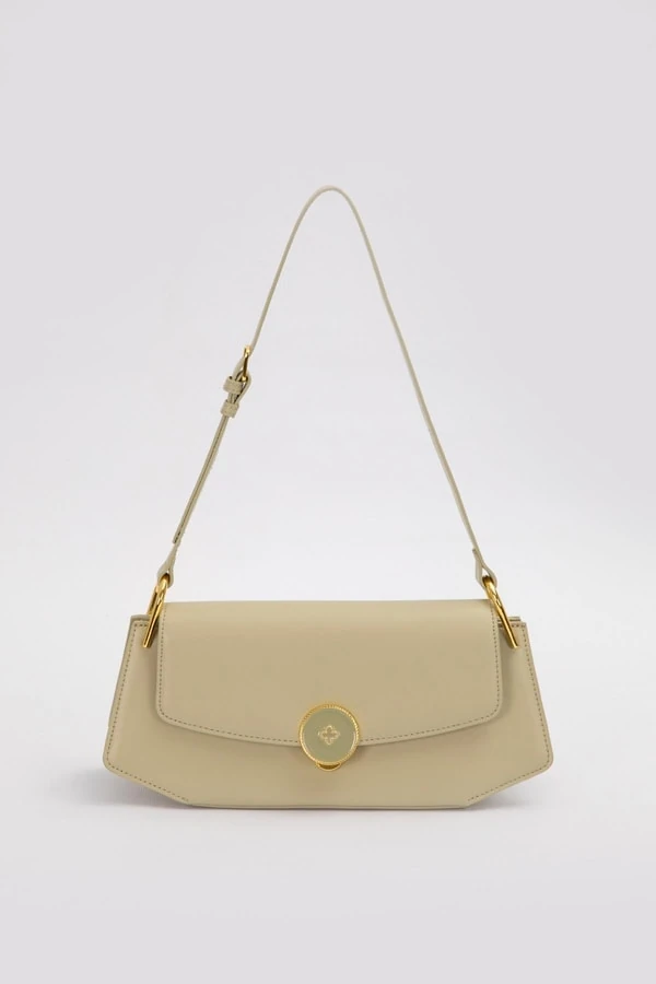 Levid'or Yeşil Oval Gold Aksesuarlı Omuz Çantası