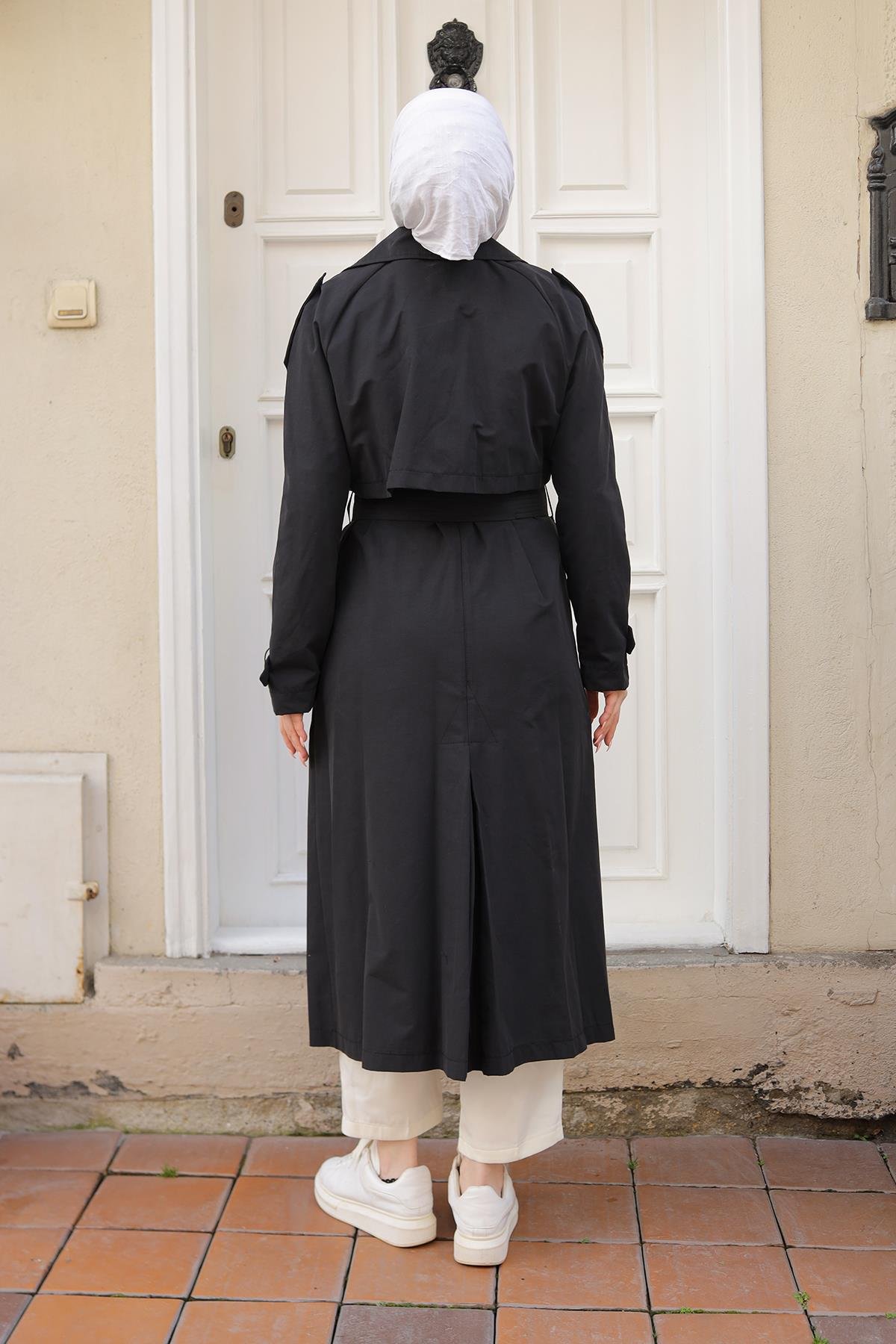 ARMİNE TREND Kruvaze Kapamalı Düğmeli Belden Kuşaklı Kap