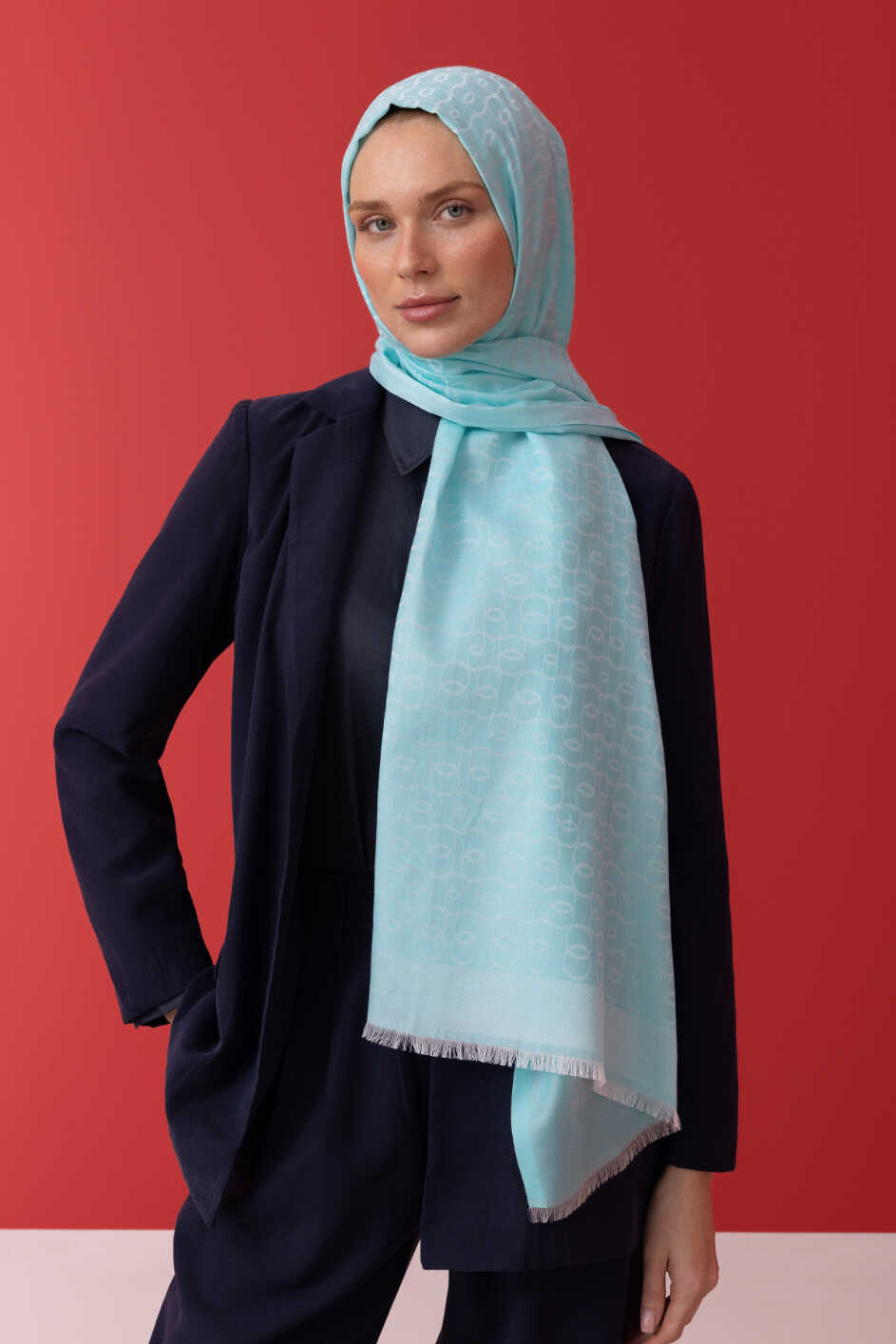 Zincir Monogram Pamuk İpek Şal 80x210