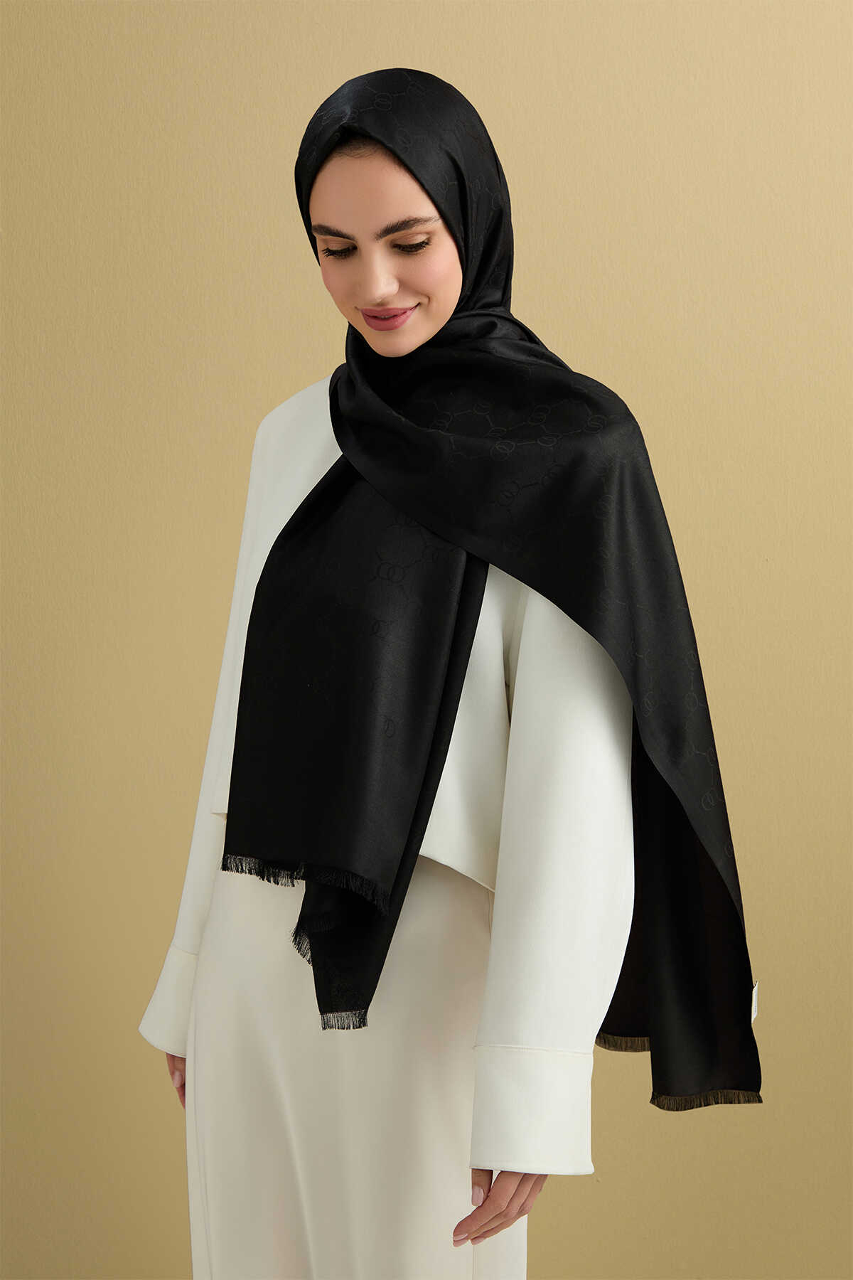 Noor Petek Jakarlı İpek Şal 70x200