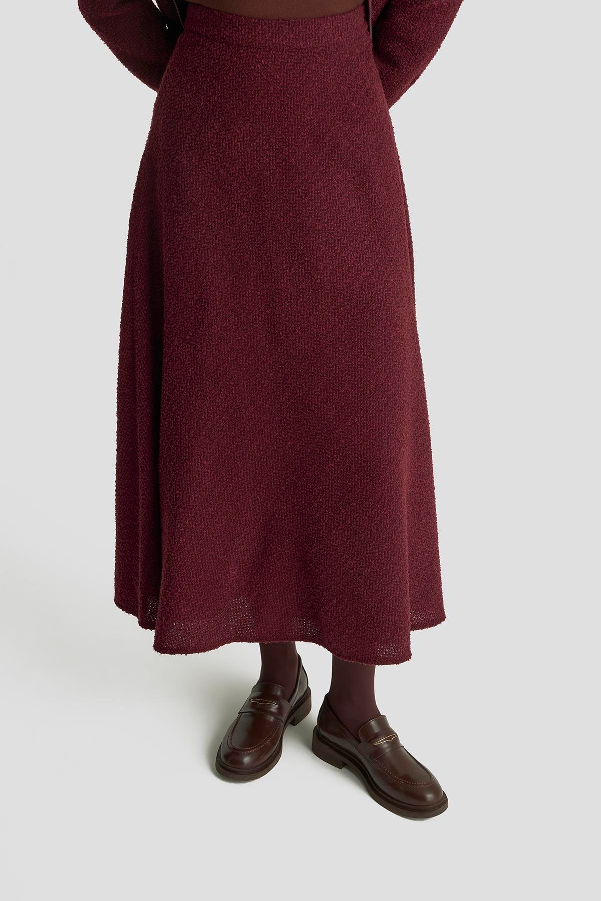 ARMİNE TREND Bomber Ceketli Fermuarlı Astarlı Tüvit Etekli İkili Takım Bordo