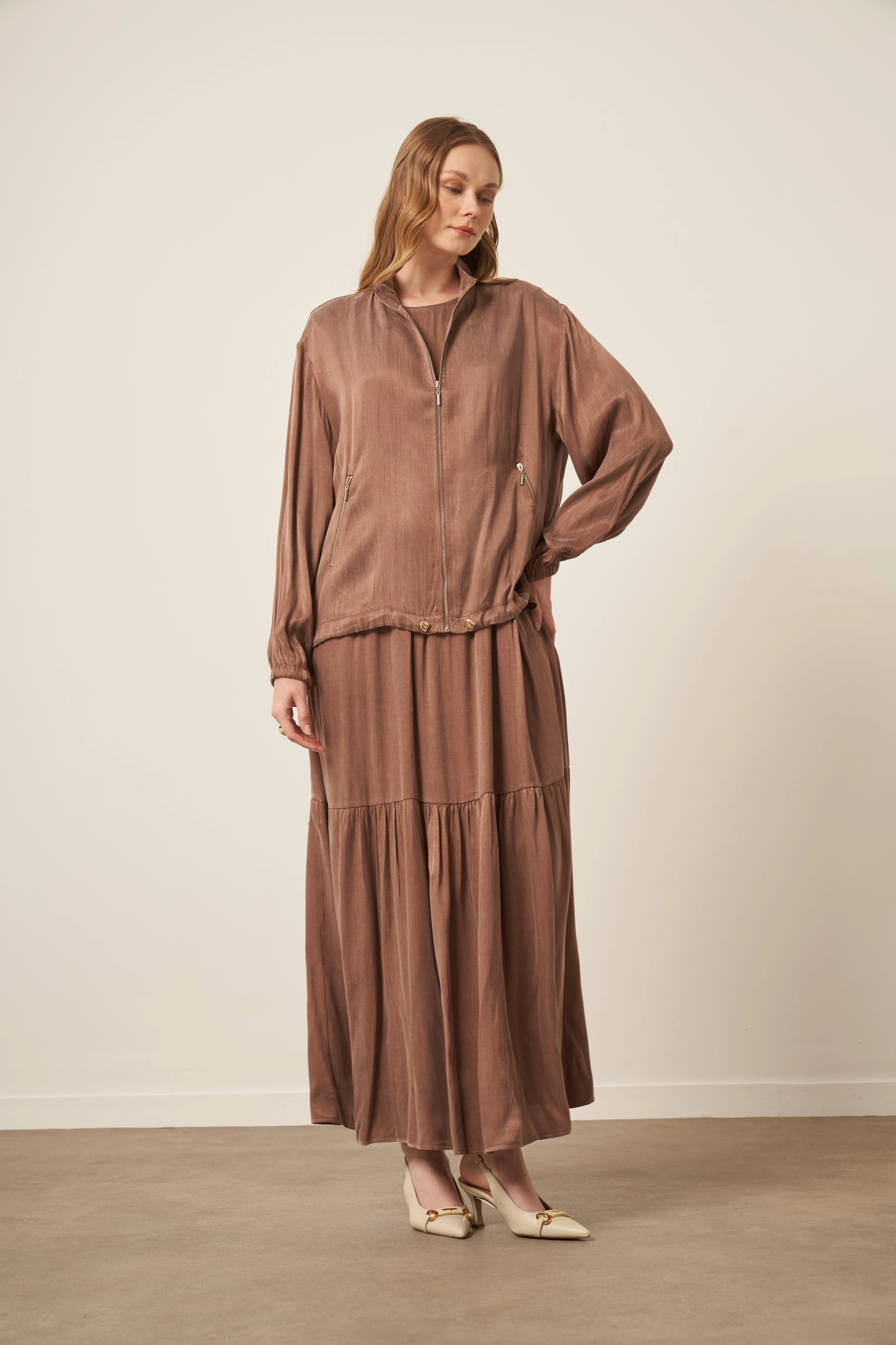 Cupra Elbiseli Takım Kahve