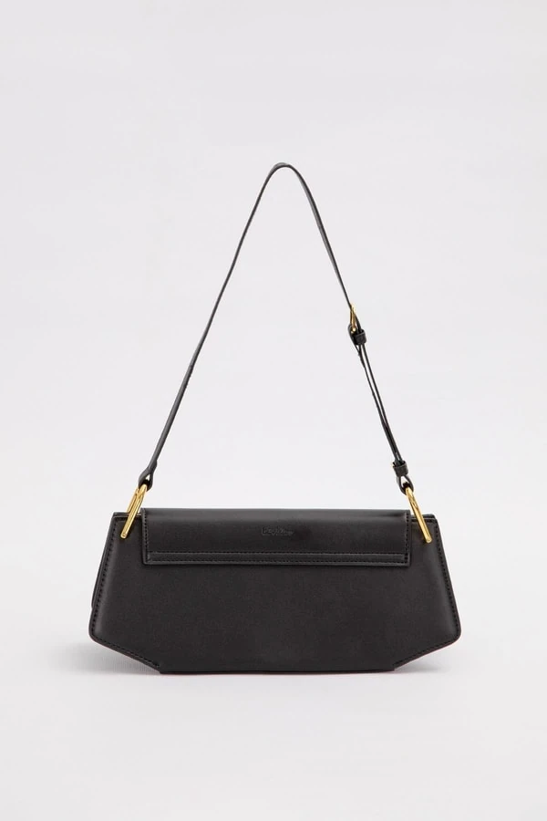 Levid'or Siyah Oval Gold Aksesuarlı Omuz Çantası