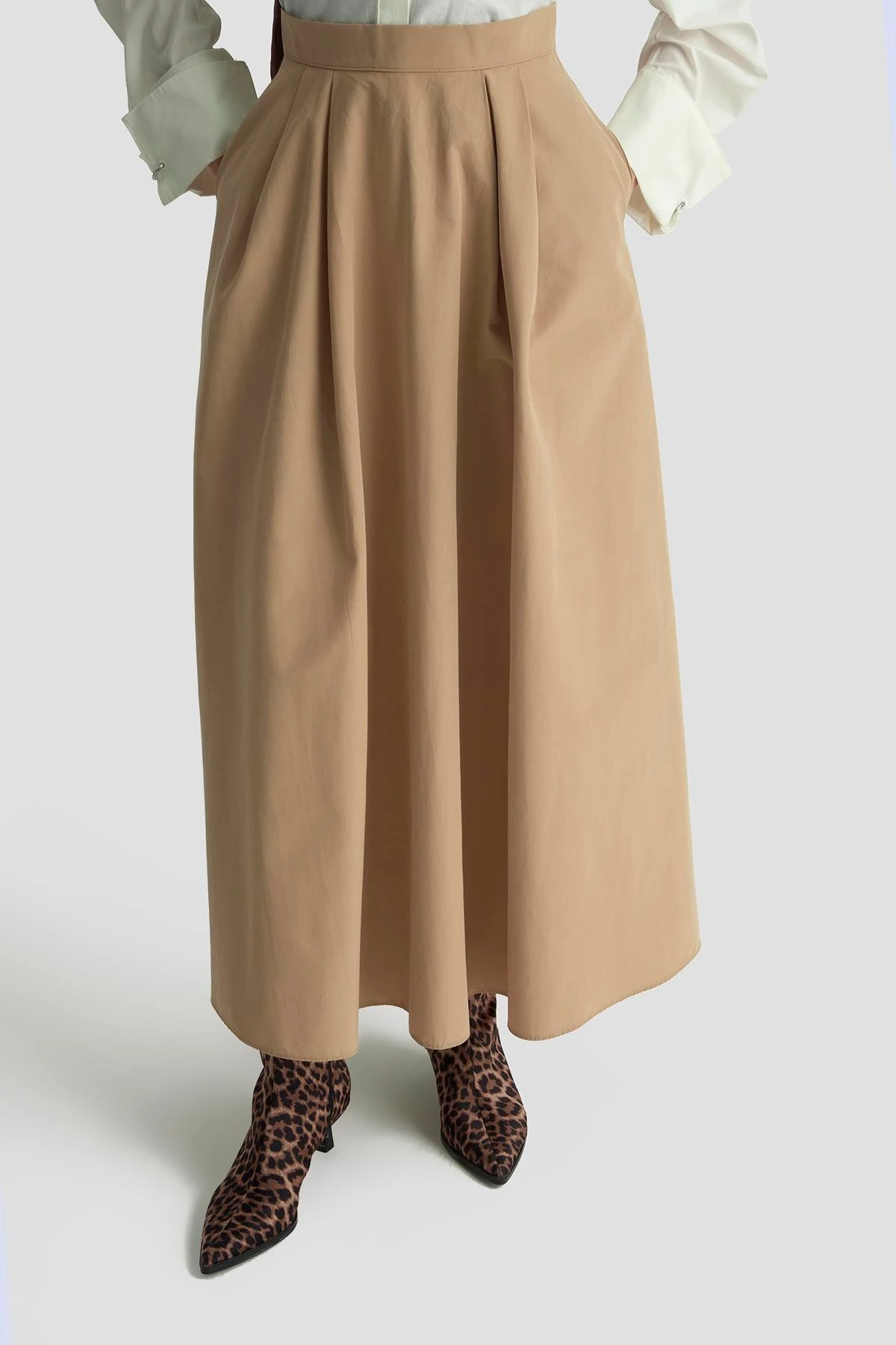 Etekli Trençkot Takım Bej 