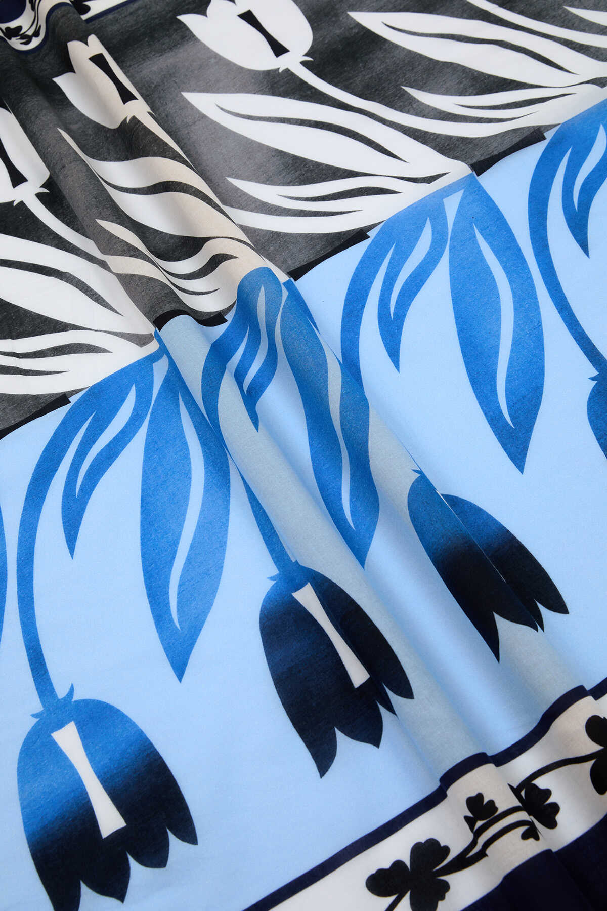 Lale Yolu Pamuk Vual Pareo/Şal 100x200 - Mavi