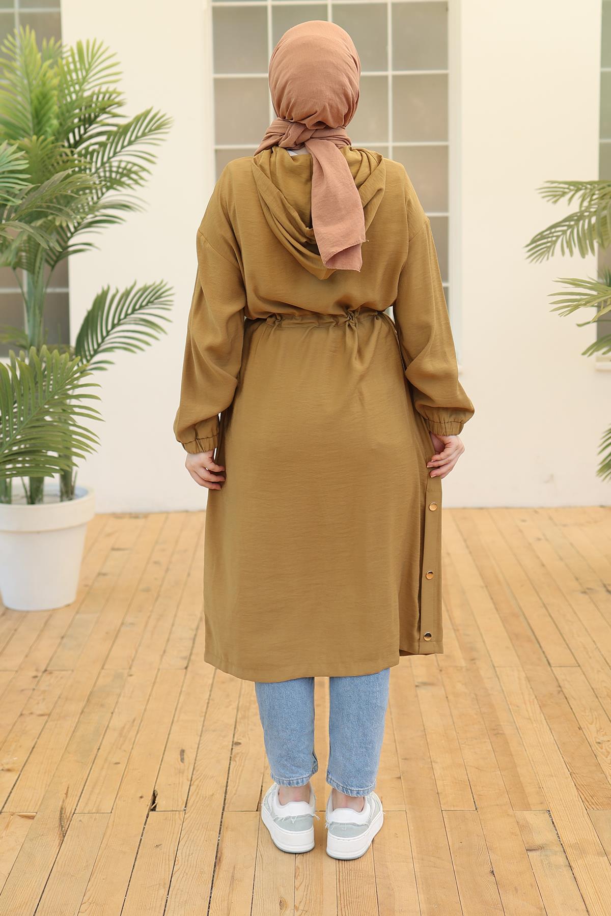 Boydan Fermuarlı Kapüşonlu Giy Çık Asit