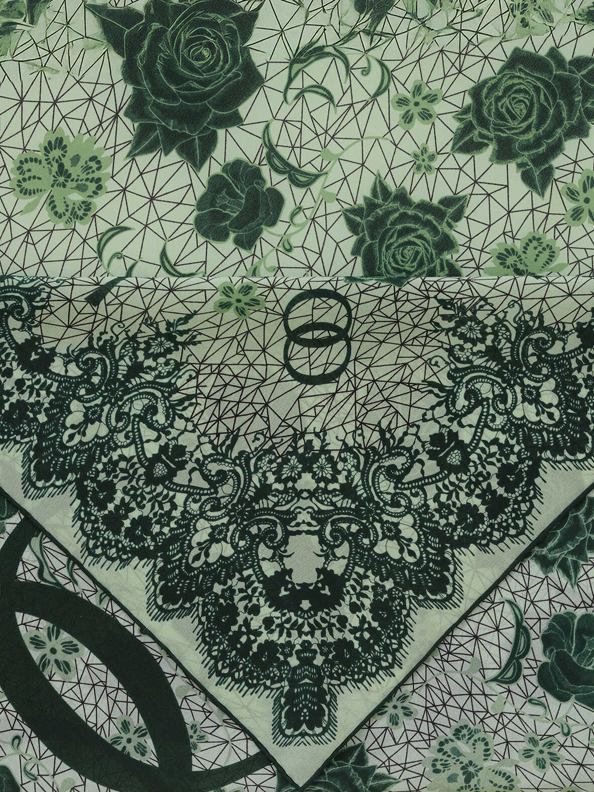 Gül Dantel Krep İpek Kaftan Şal 70x210