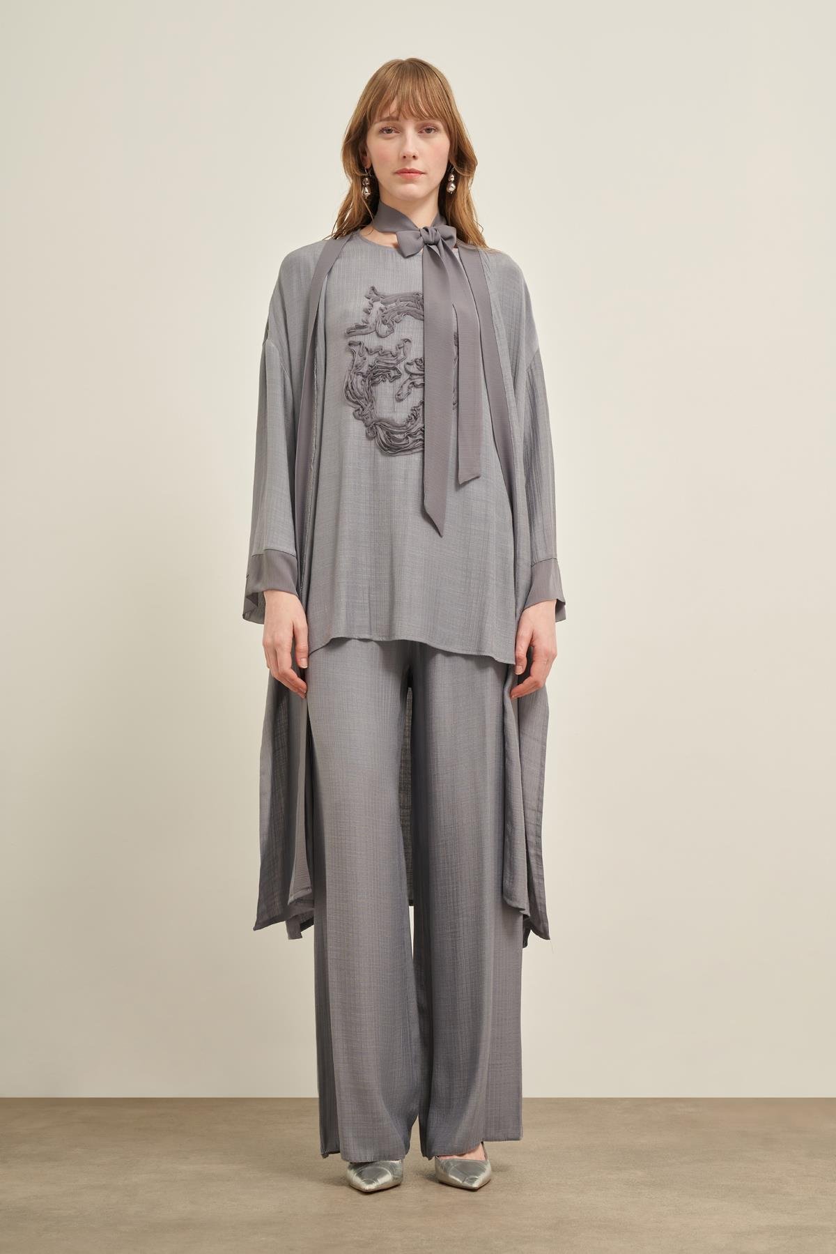 Kadın Nakışlı 3'lü Keten Takım