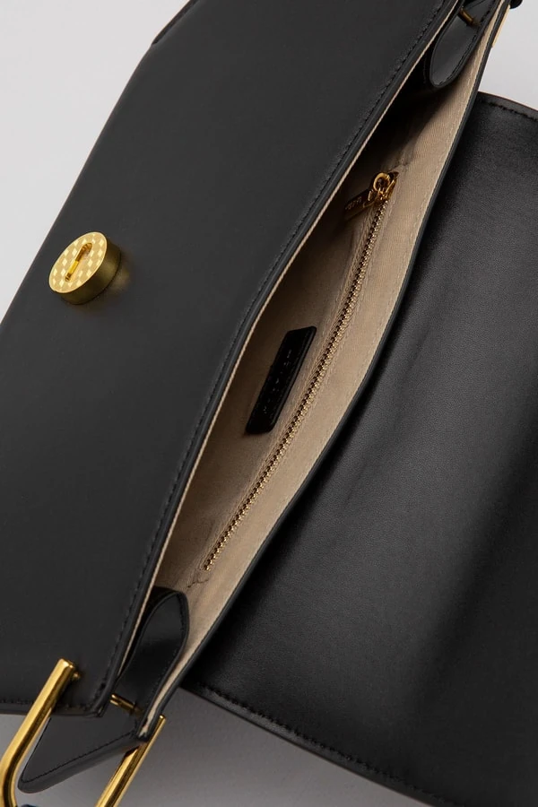 Levid'or Siyah Oval Gold Aksesuarlı Omuz Çantası