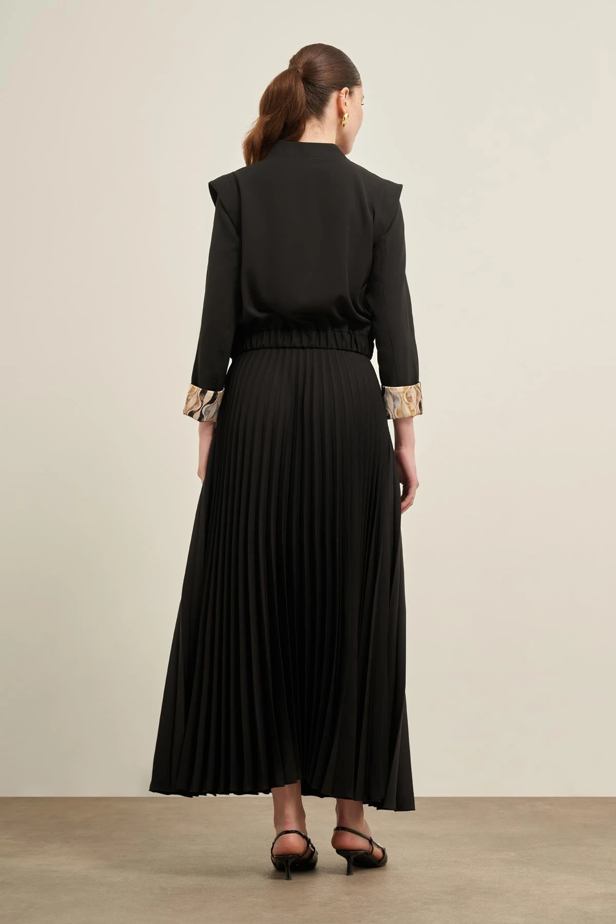 Plise Etekli Takım Siyah