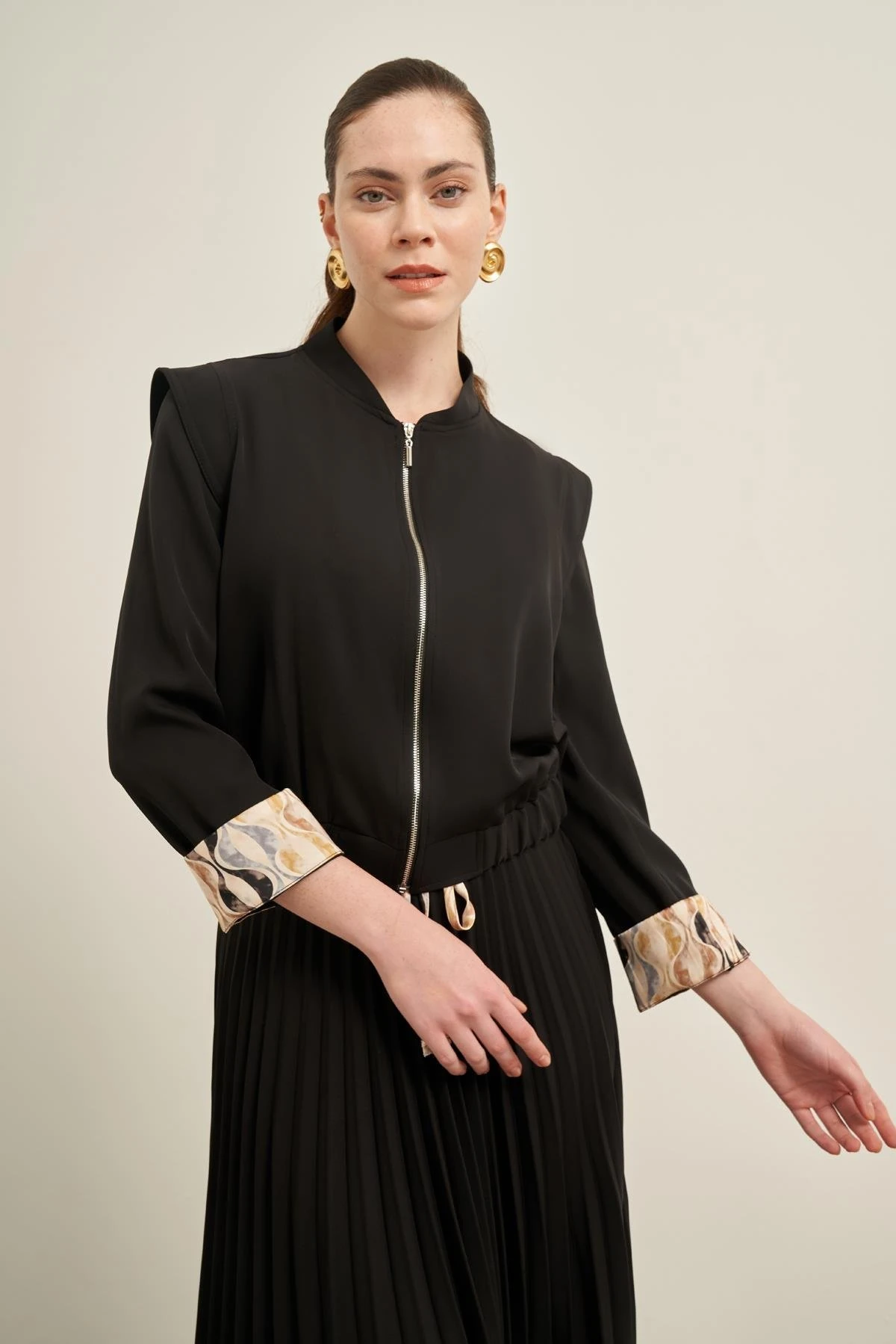 Plise Etekli Takım Siyah