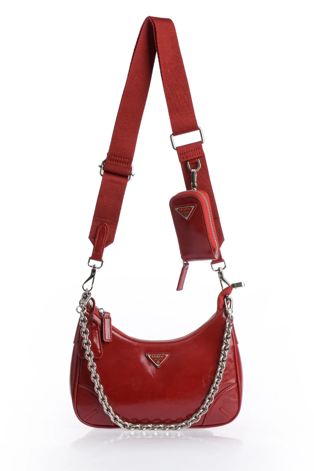 Levid'or Mini Cüzdan Detaylı Omuz Çantası - Bordo