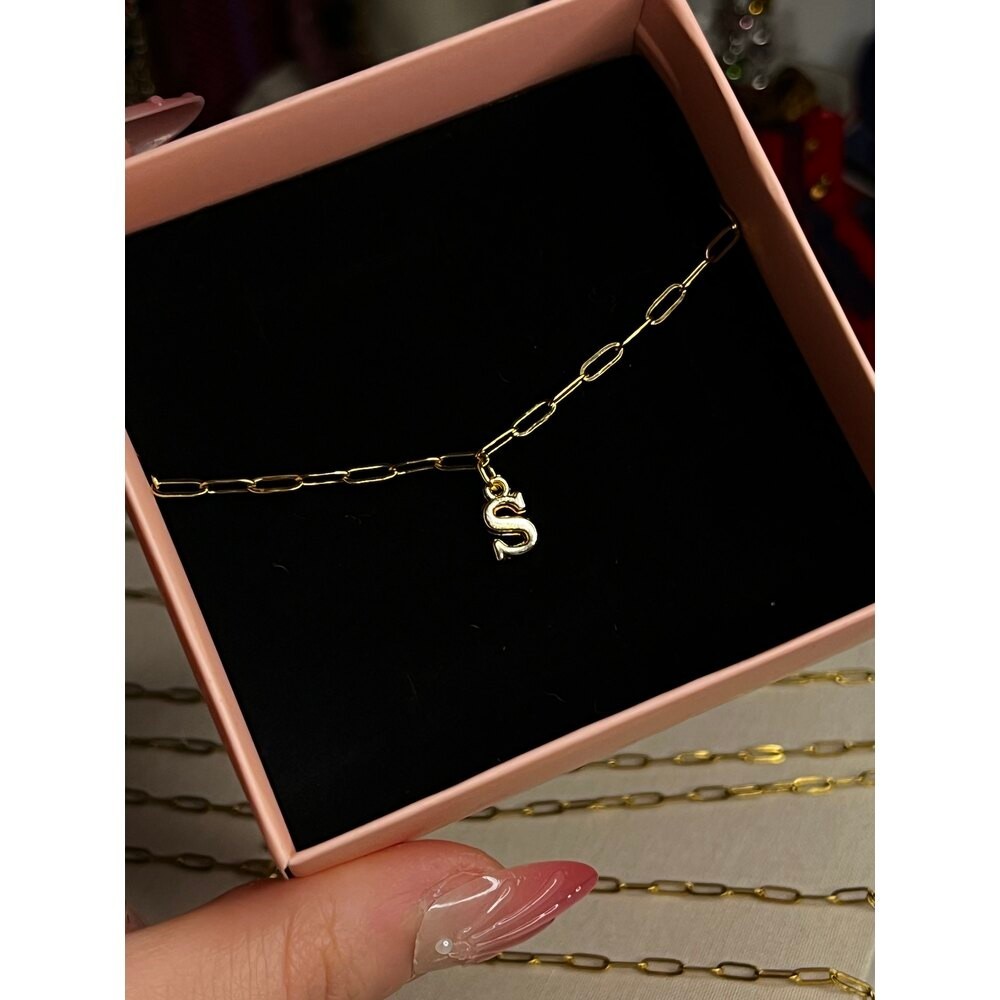 çelik harf bileklik gold