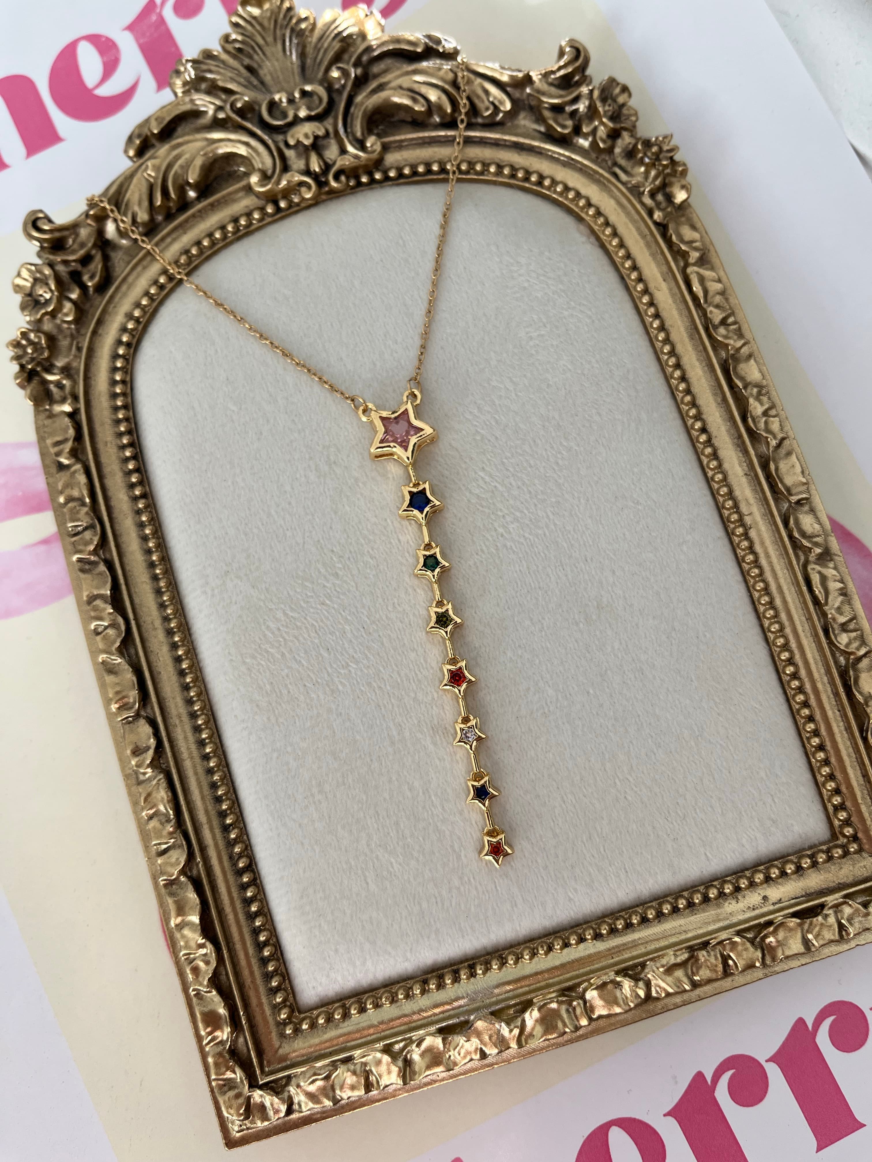 Gold yıldız Y kolye 