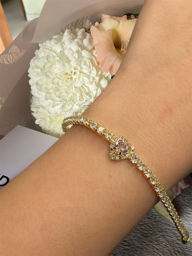 Gold Pink love bileklik çelik
