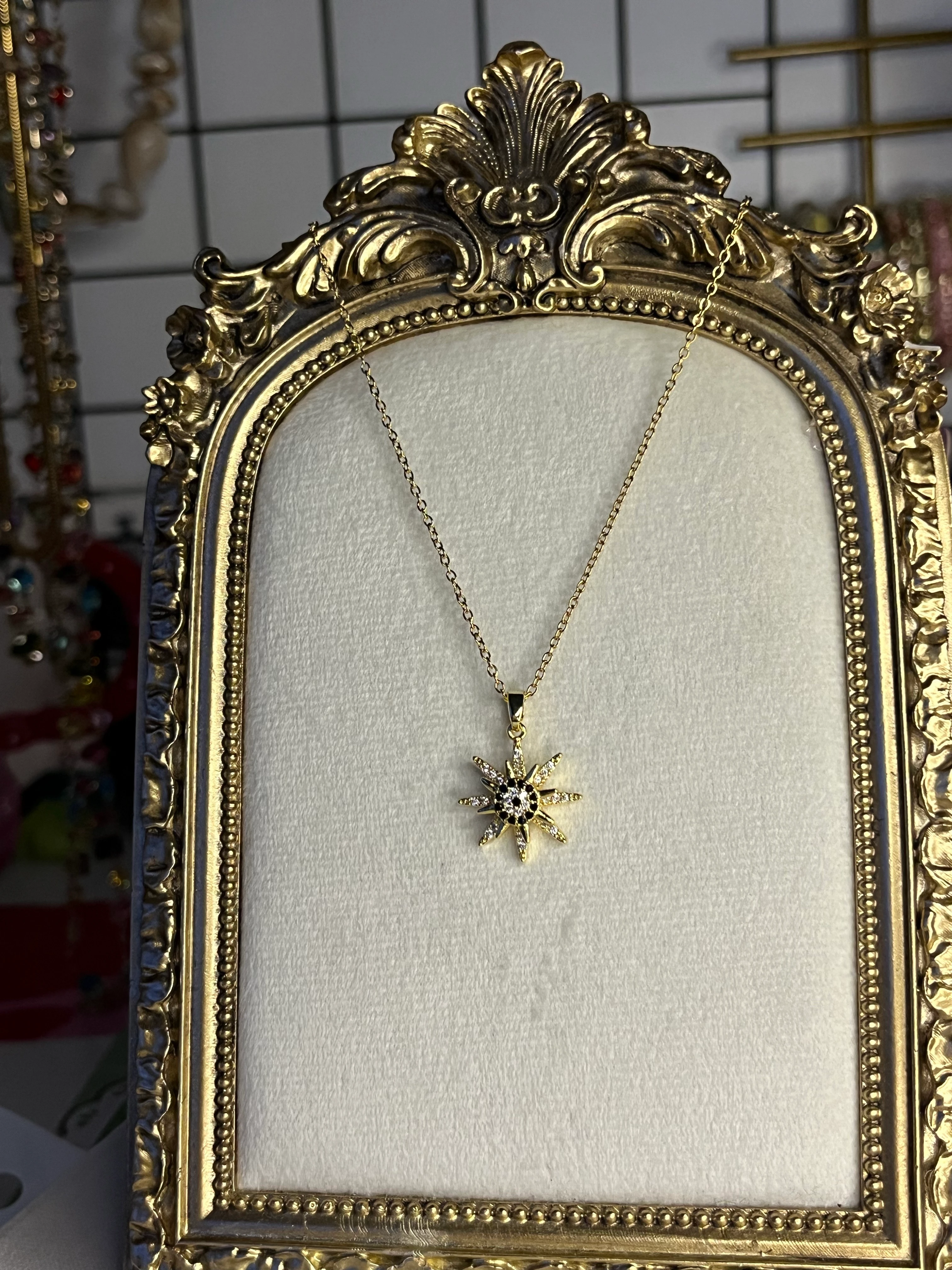 Gold Stres çarkı ışıltı kolye