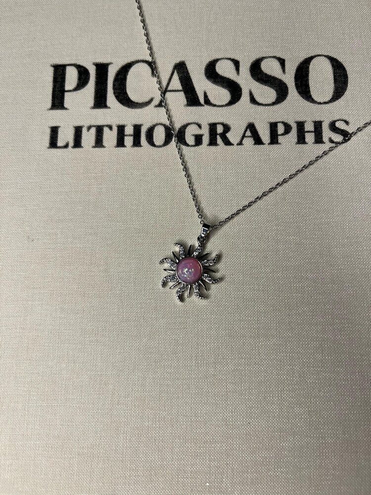 Pink sun silver kolye