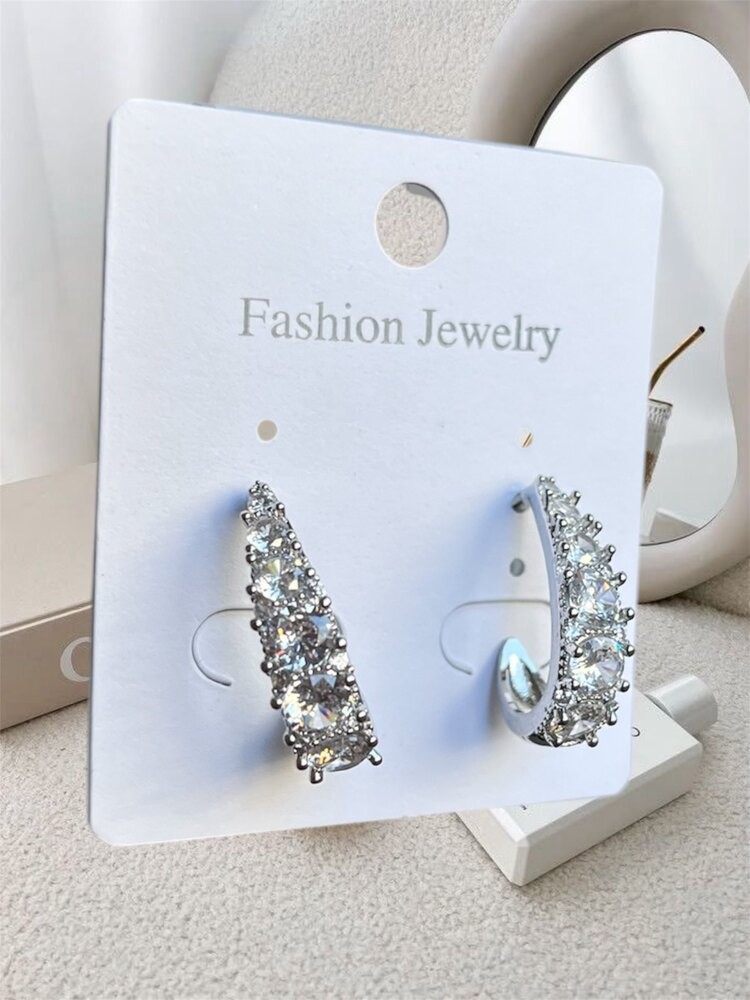 Taşlı luxe silver küpe