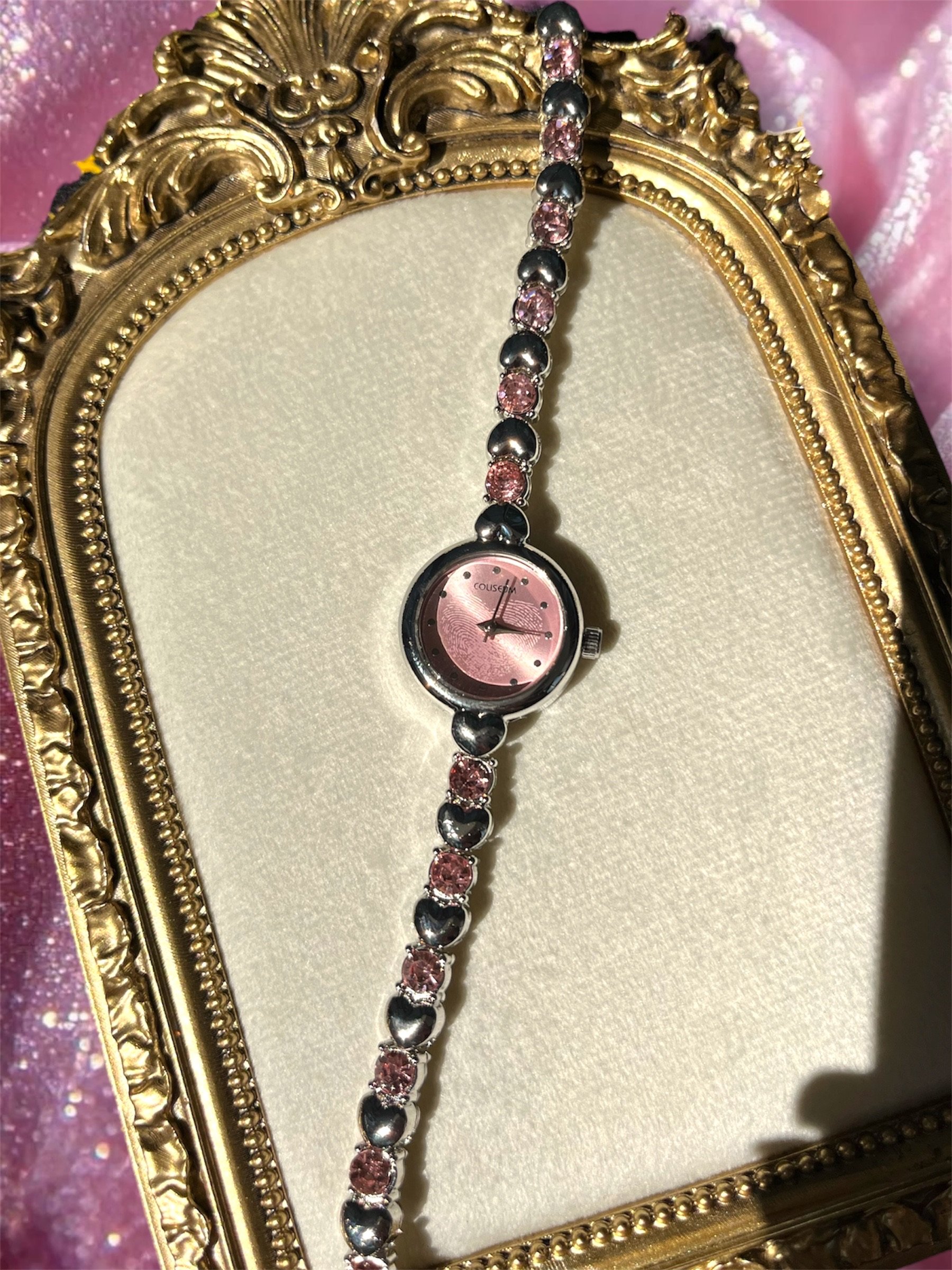 Pembe kalp parmak izi silver saat