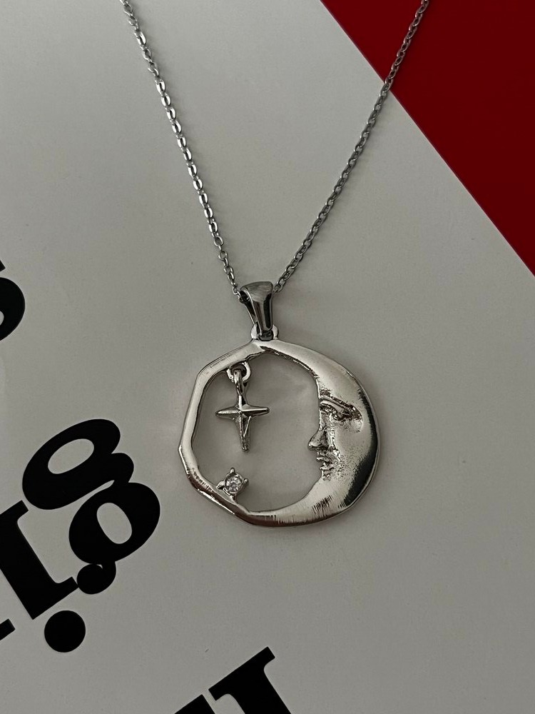 Silver hilal ışıltı kolye