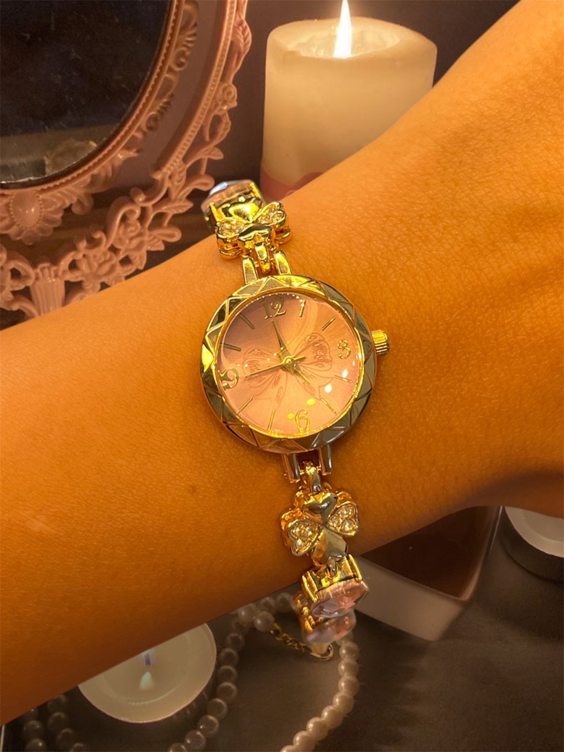 couqutte pink gold saat 