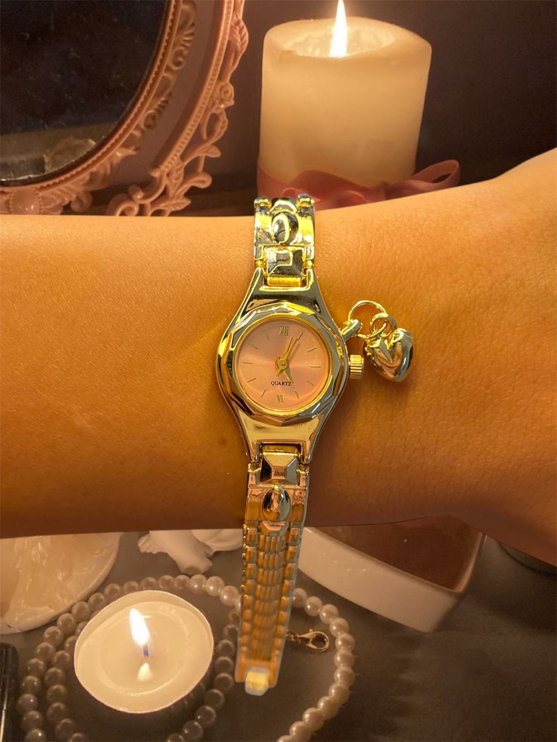charm toz pembe gold saat