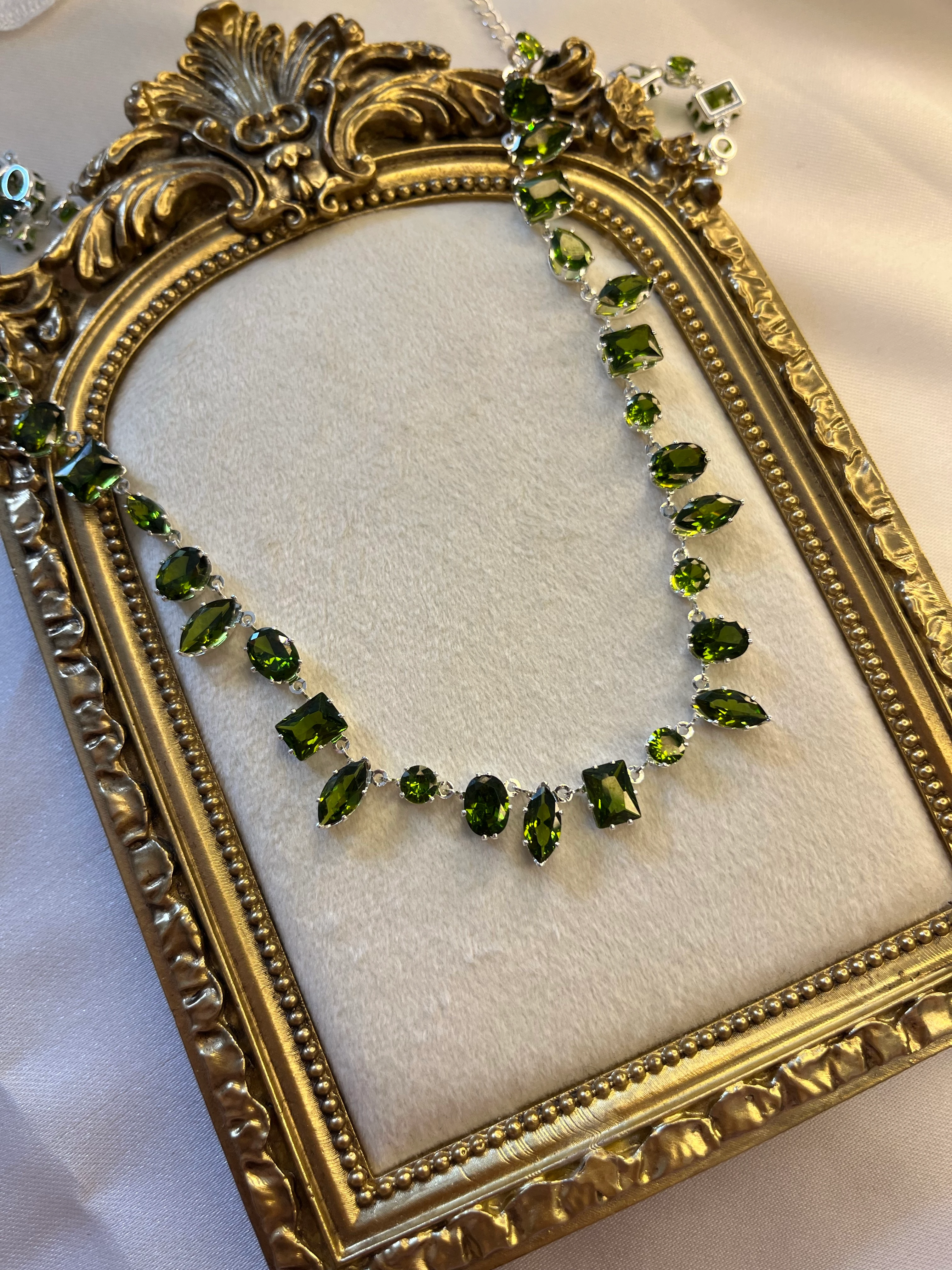 Silver zümr gema kolye