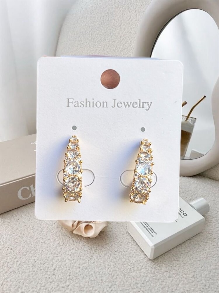 Taşlı luxe gold küpe