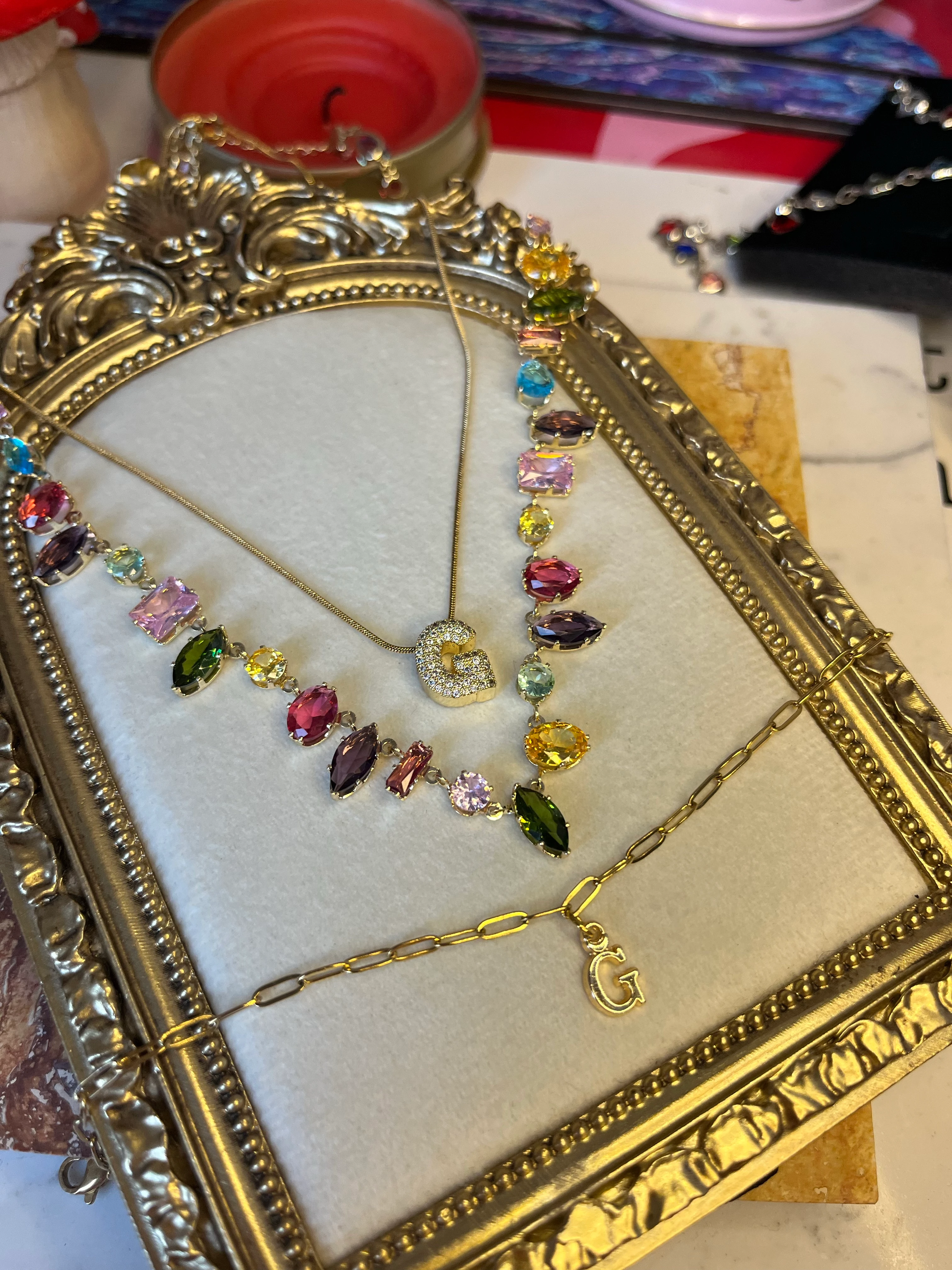 Gema harf kolye bileklik set 