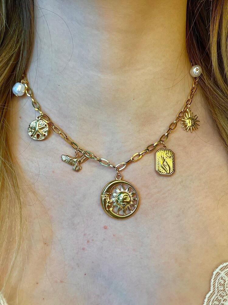 Sunmoon charm kolye gold