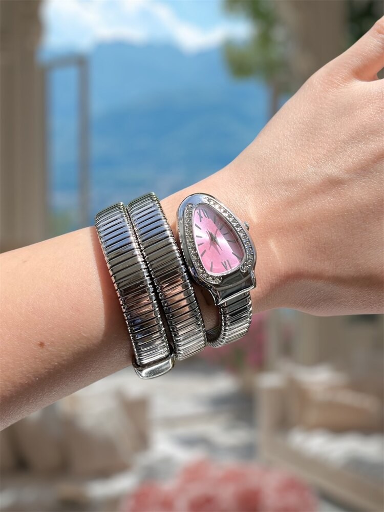 Pembe kadran silver sarmal saat