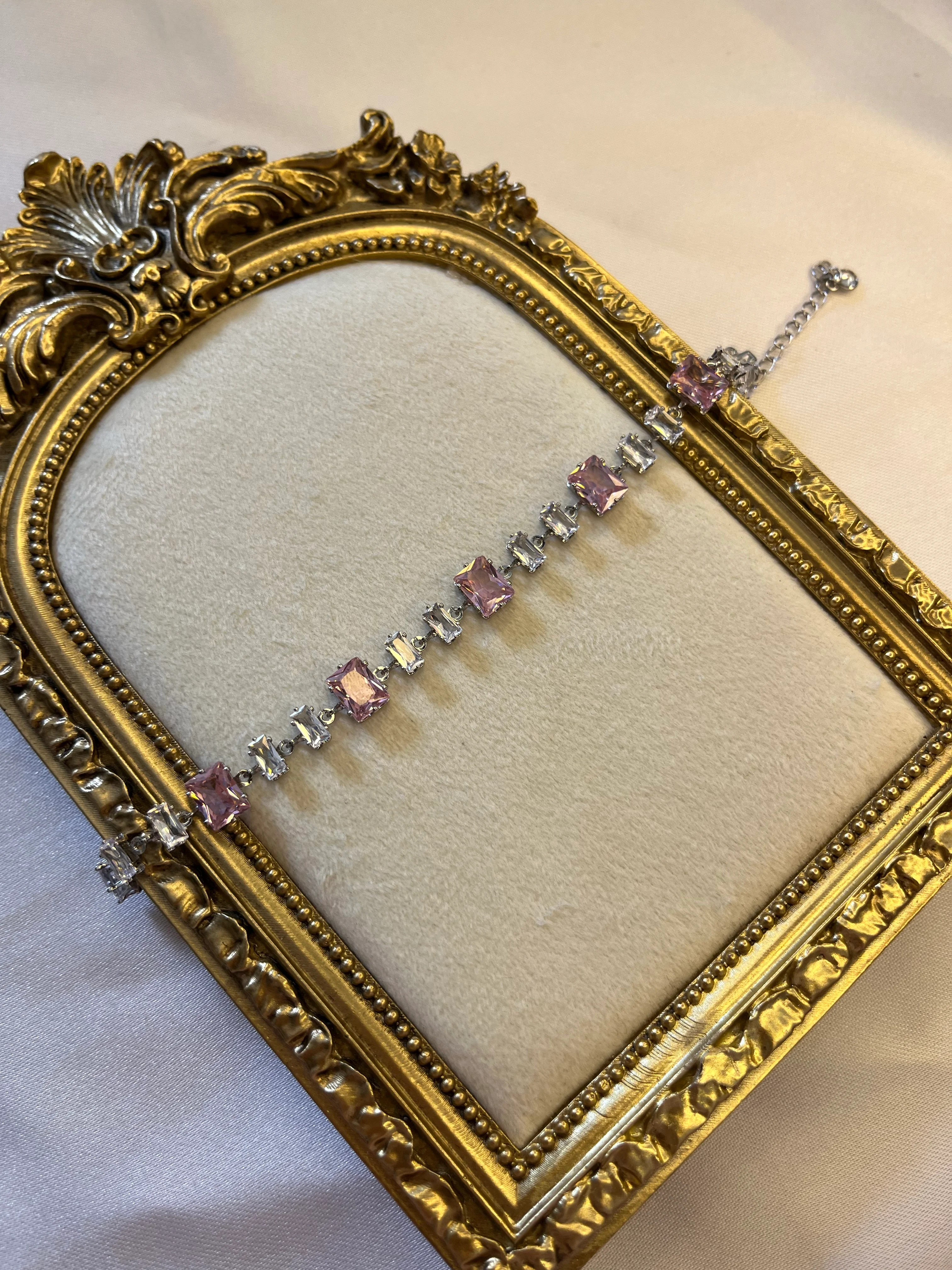 Silver pembe gema bileklik