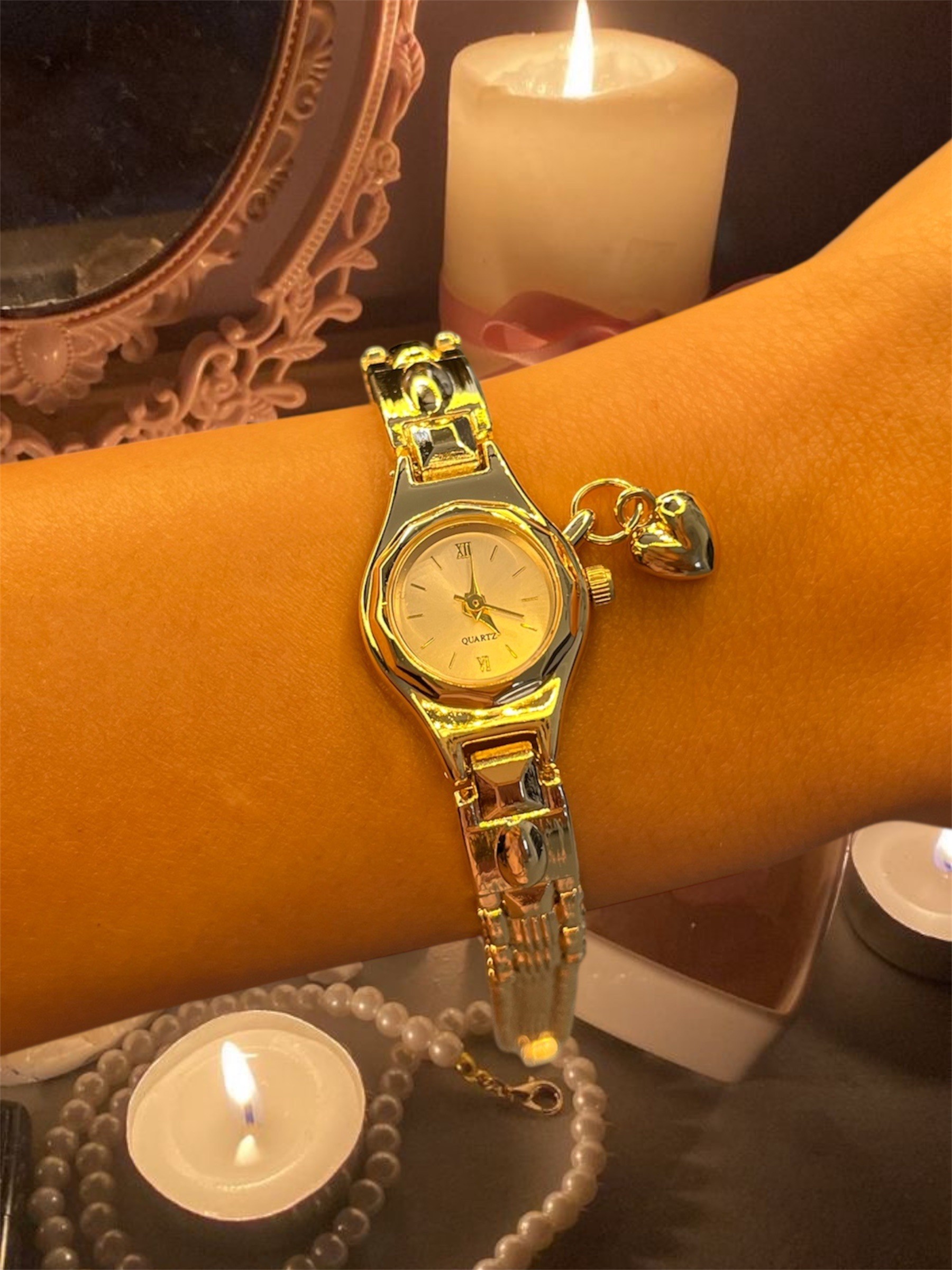 charm beyaz gold saat 