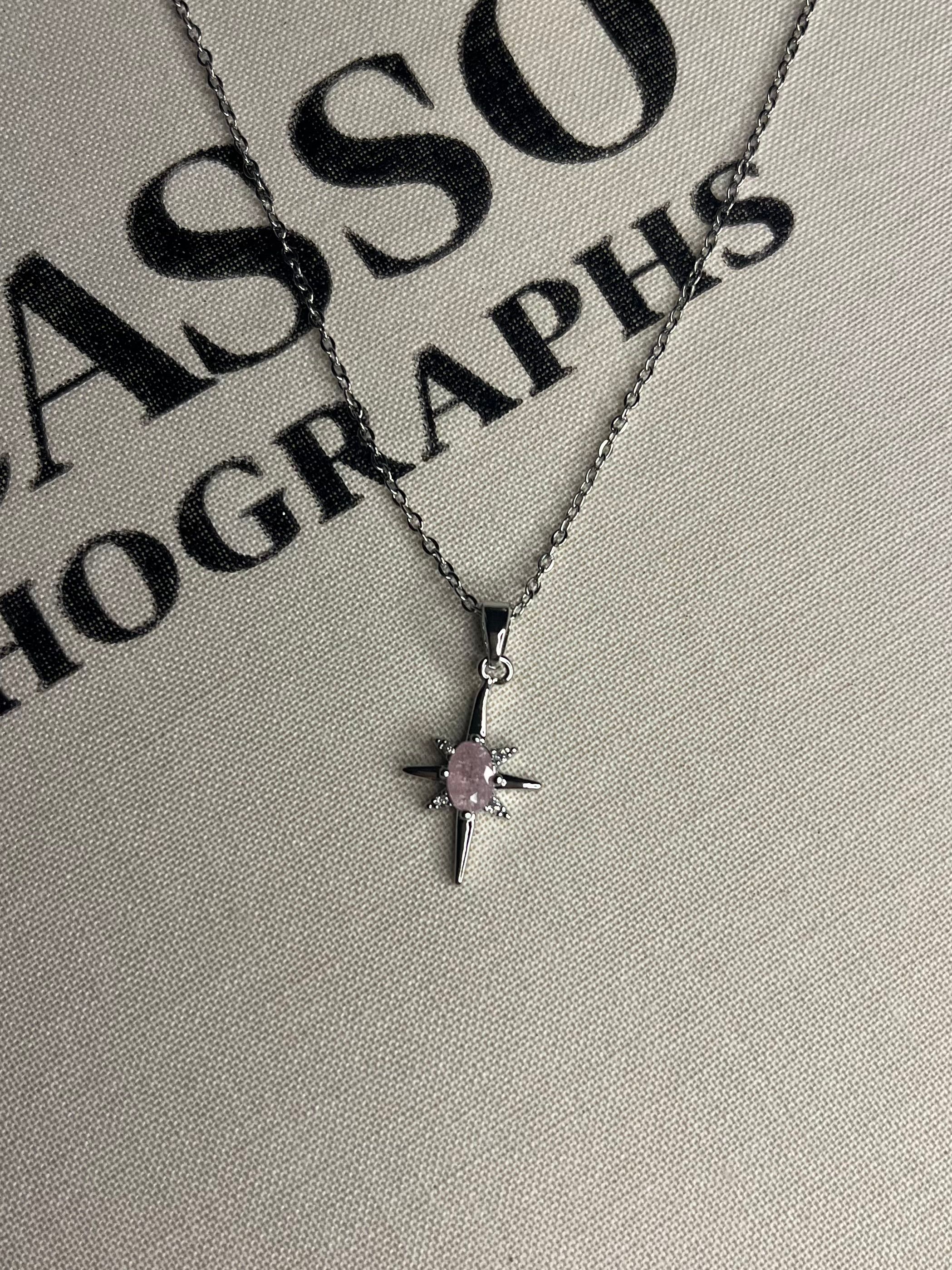 Pembe ışıltı silver kolye