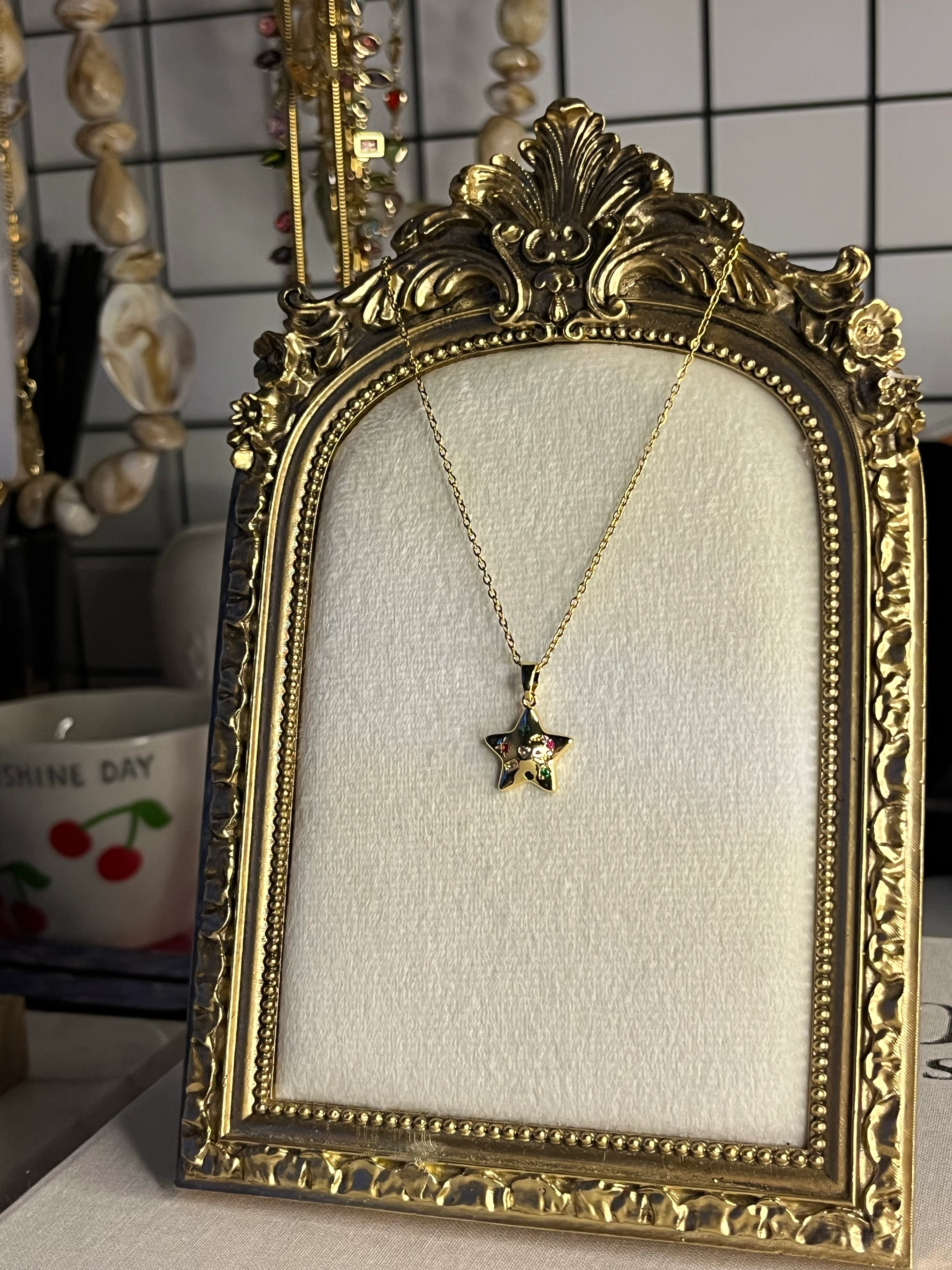 Renkli yıldız kolye gold