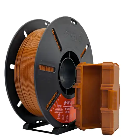 REVO Hyper PETG Kahverengi filament ve baskı örneği
